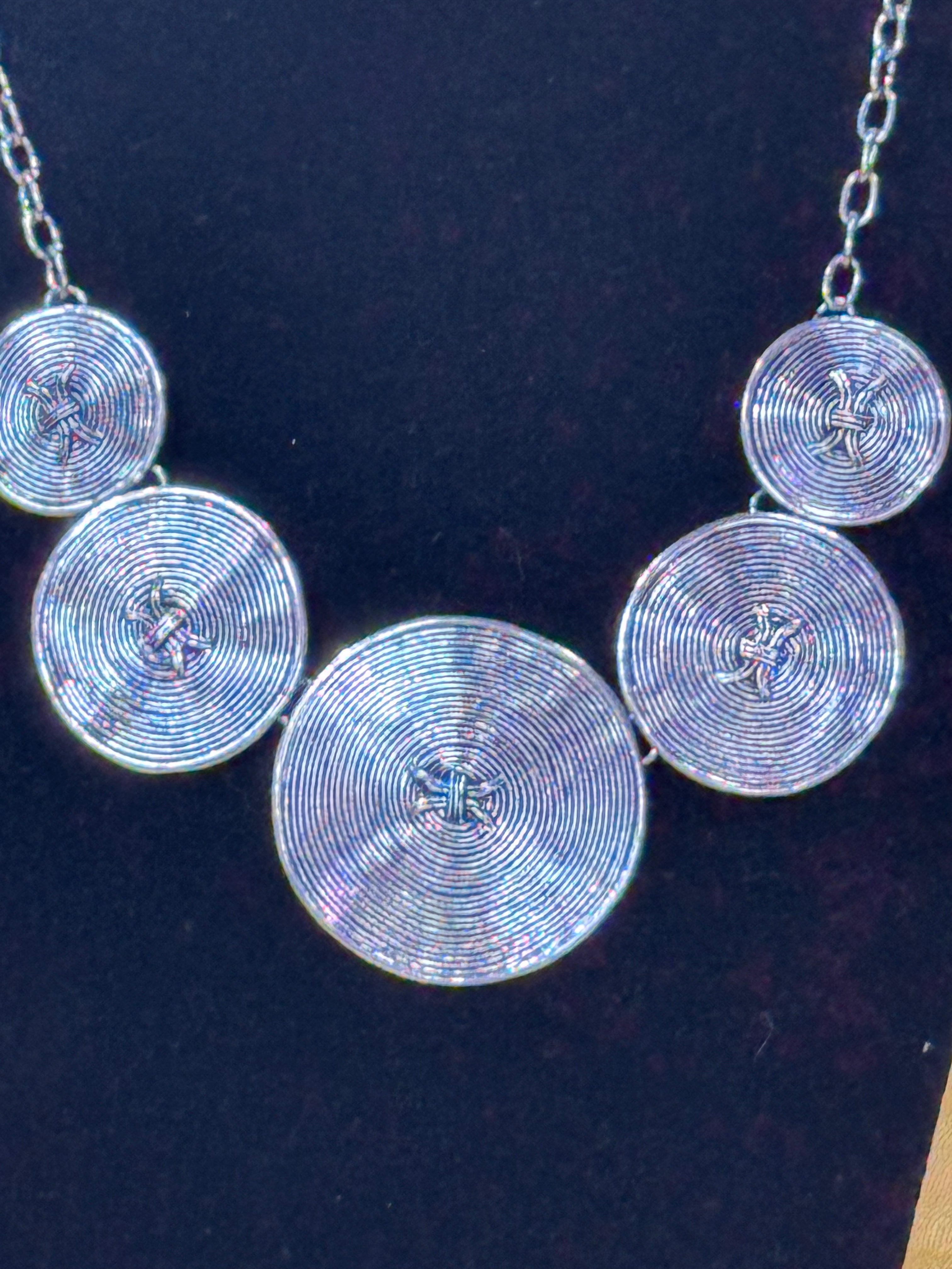 Paparazzi "Deserves A Medal" Antiqued Silver Disc Necklace & Earring Set