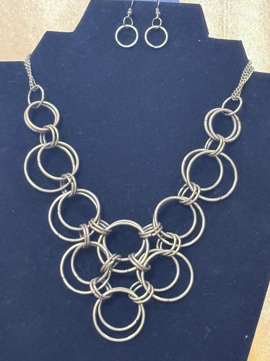 Paparazzi "Ringing Off The Hook" Brass Interlocking Circle Statement Jewelry Set