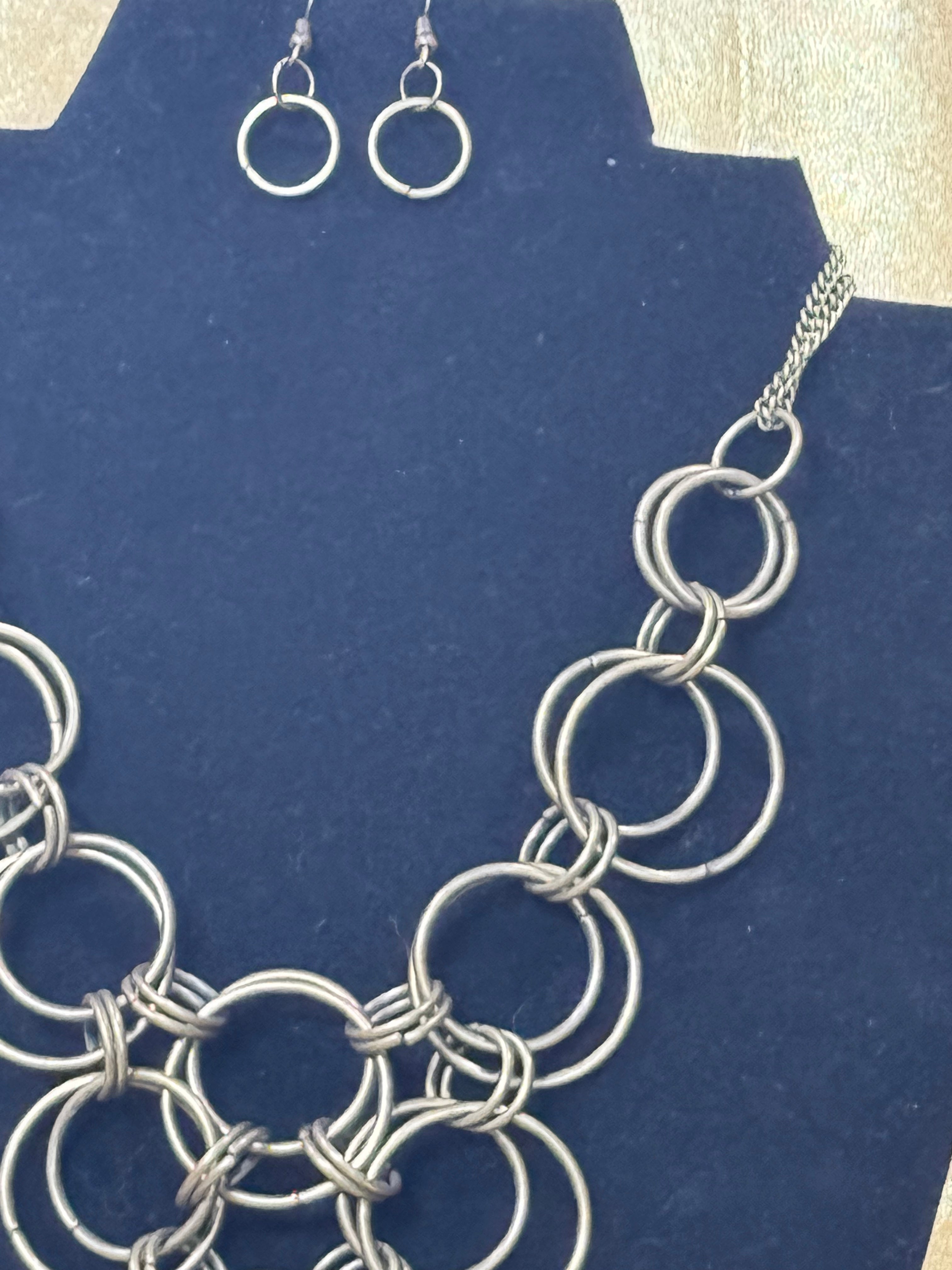 Paparazzi "Ringing Off The Hook" Brass Interlocking Circle Statement Jewelry Set