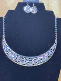 Paparazzi Jewelry "Bull In A China Shop" Silver Filigree Crescent Necklace Set