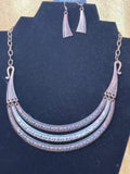 Paparazzi Accessories "Take All You Can Gatherer" Multi-Tone Silver and Copper Bib Necklace & Earring Set