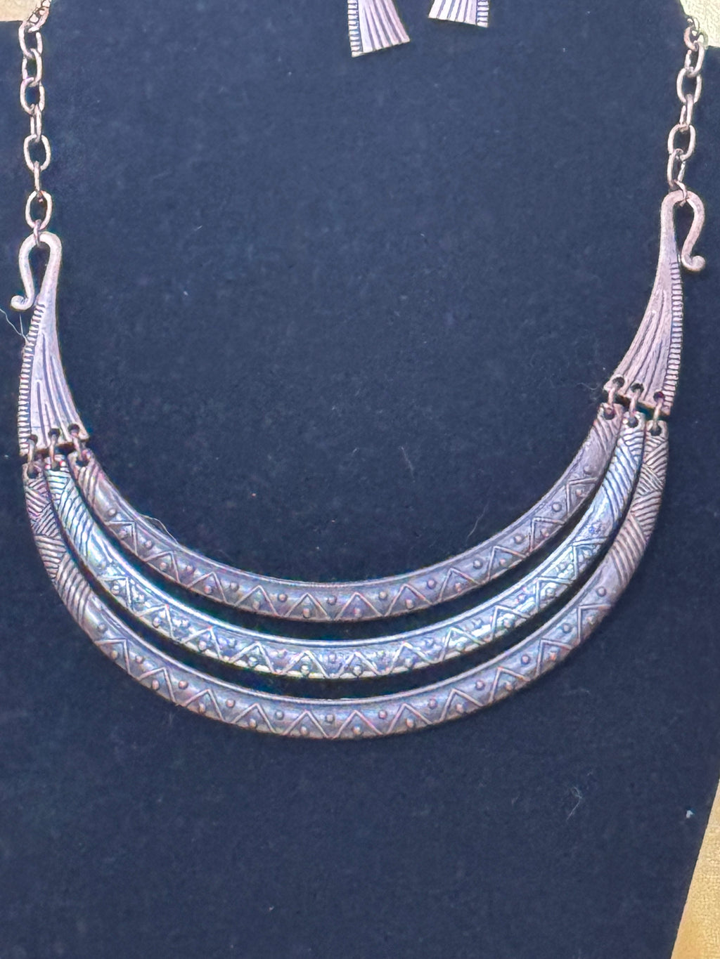 Paparazzi Accessories "Take All You Can Gatherer" Multi-Tone Silver and Copper Bib Necklace & Earring Set