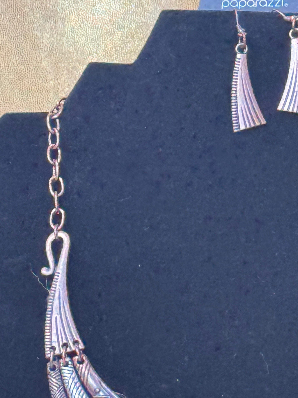 Paparazzi Accessories "Take All You Can Gatherer" Multi-Tone Silver and Copper Bib Necklace & Earring Set