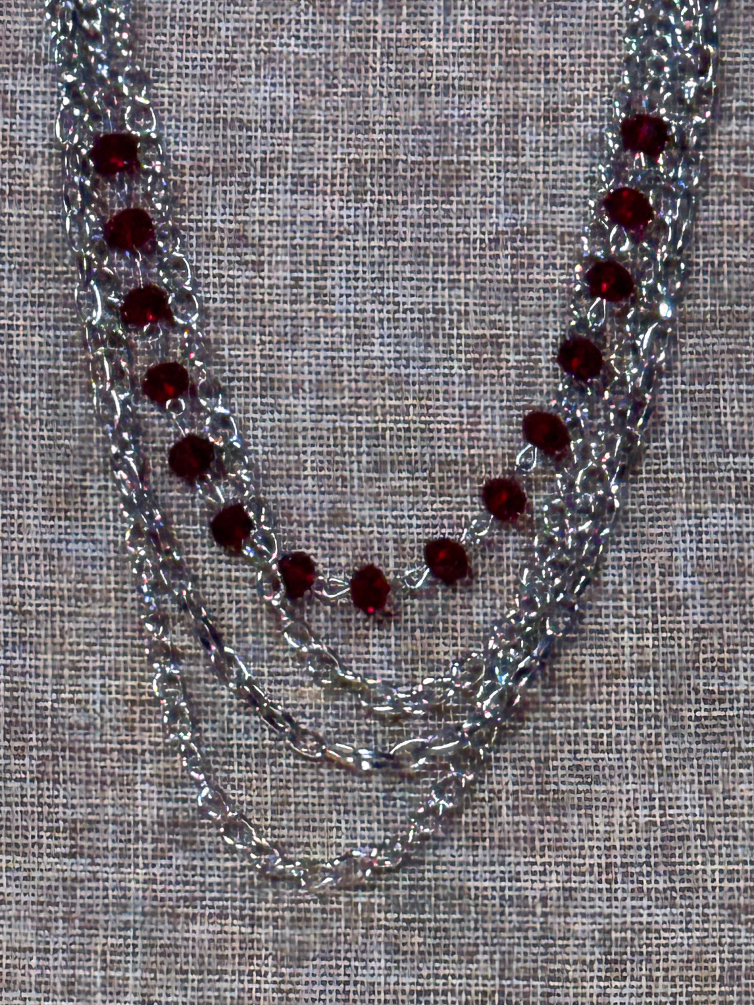 Paparazzi "Metro Mixer" Red & Silver Layered Chain Statement Necklace Set