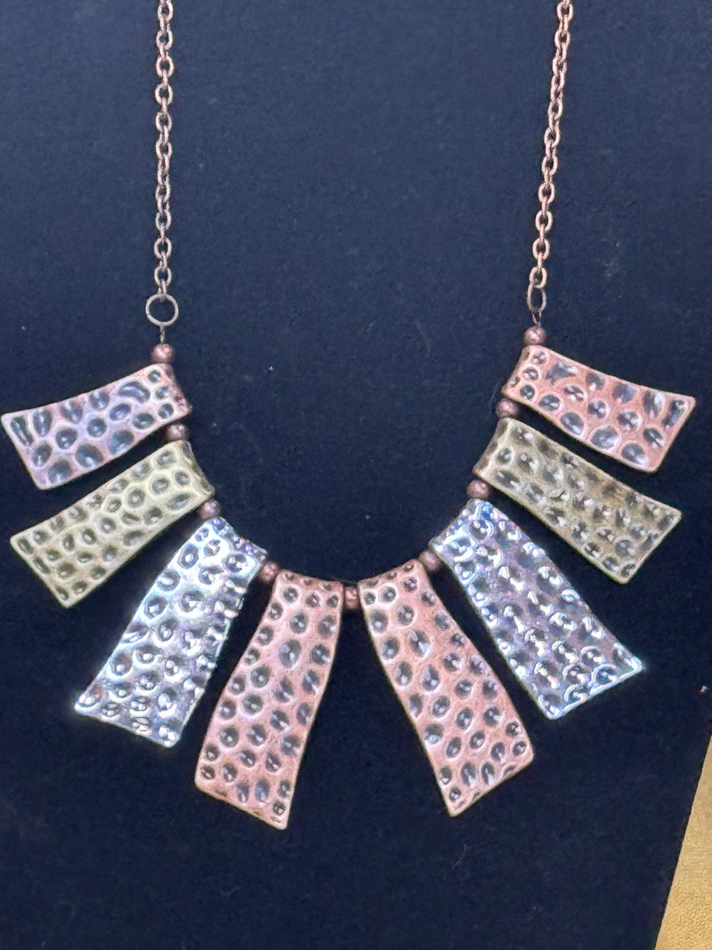Paparazzi "A Fan of the Tribe" Multi-Metal Hammered Bib Necklace & Earring Set
