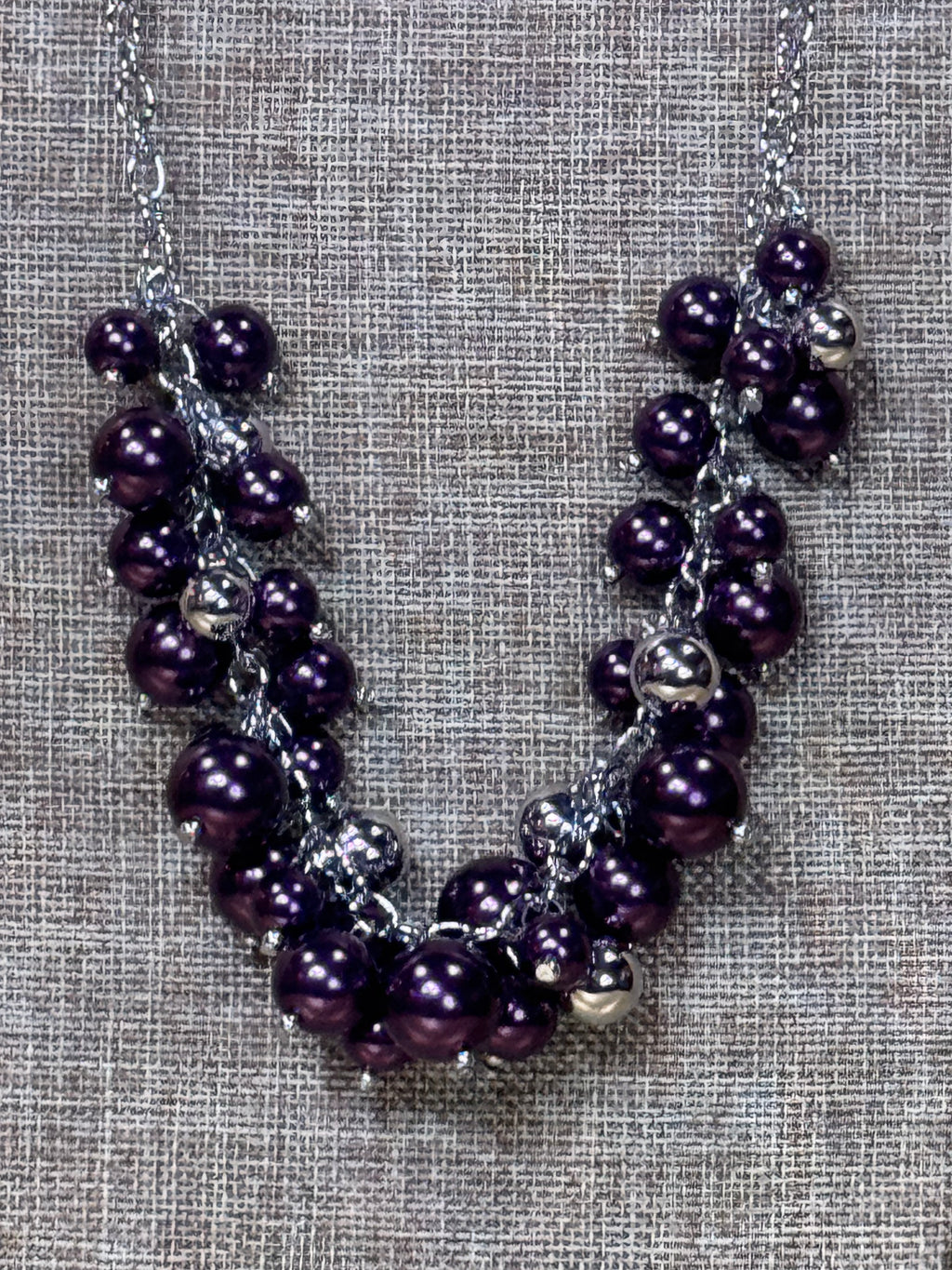 Paparazzi "Uptown Upgrade" Purple Pearl Cluster Necklace & Earrings Set