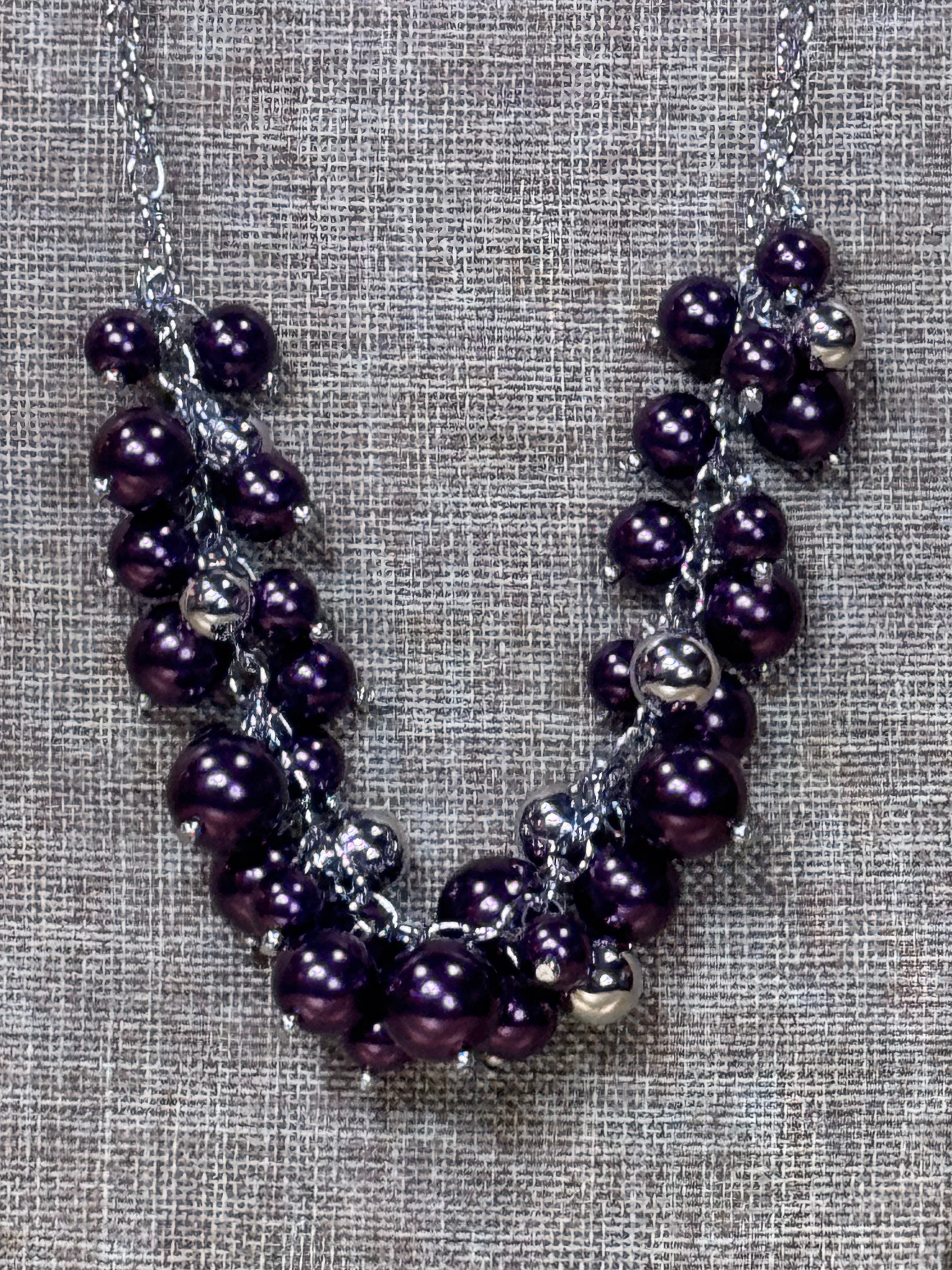 Paparazzi "Uptown Upgrade" Purple Pearl Cluster Necklace & Earrings Set