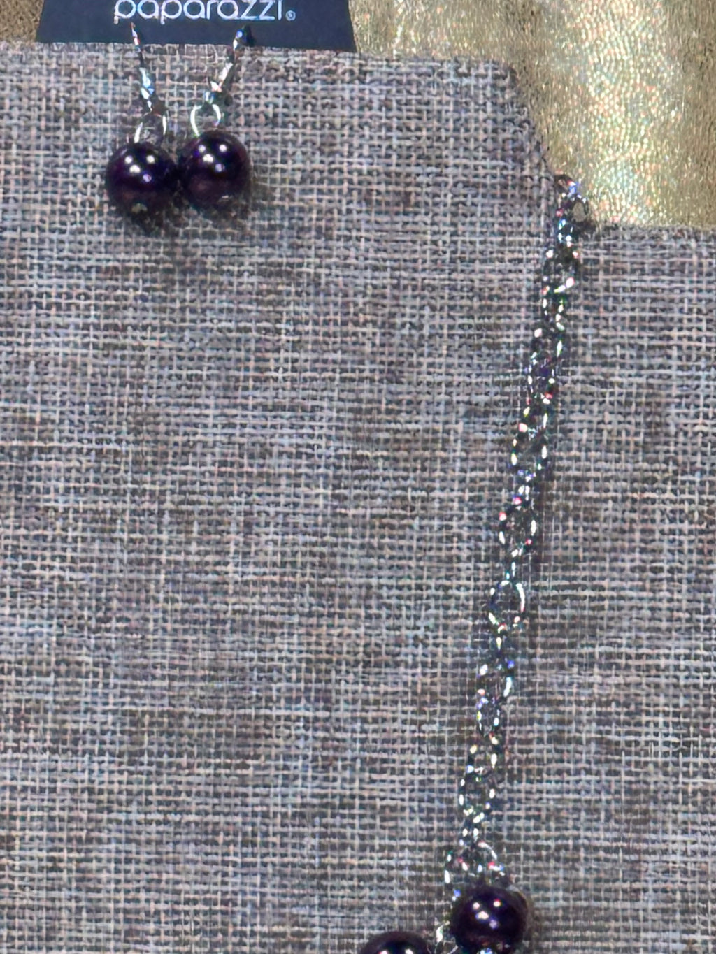 Paparazzi "Uptown Upgrade" Purple Pearl Cluster Necklace & Earrings Set