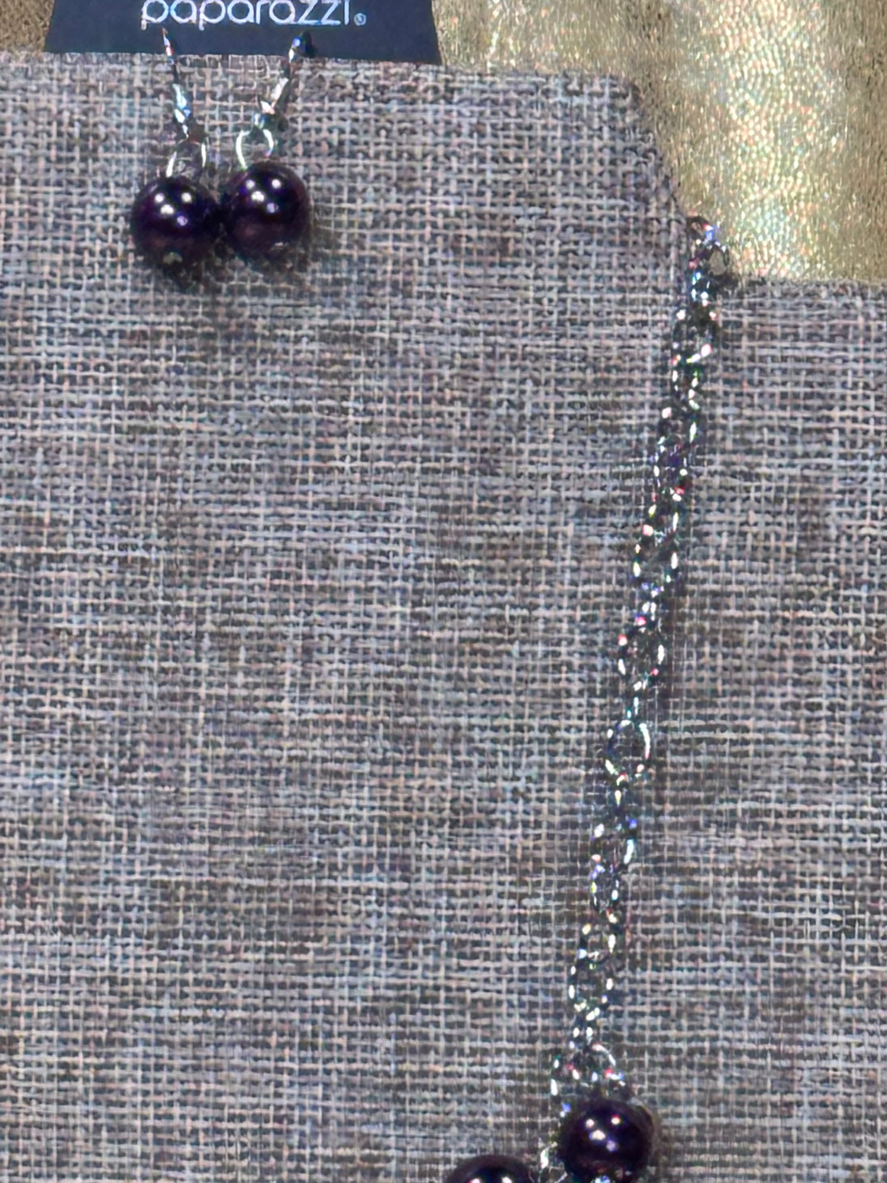 Paparazzi "Uptown Upgrade" Purple Pearl Cluster Necklace & Earrings Set