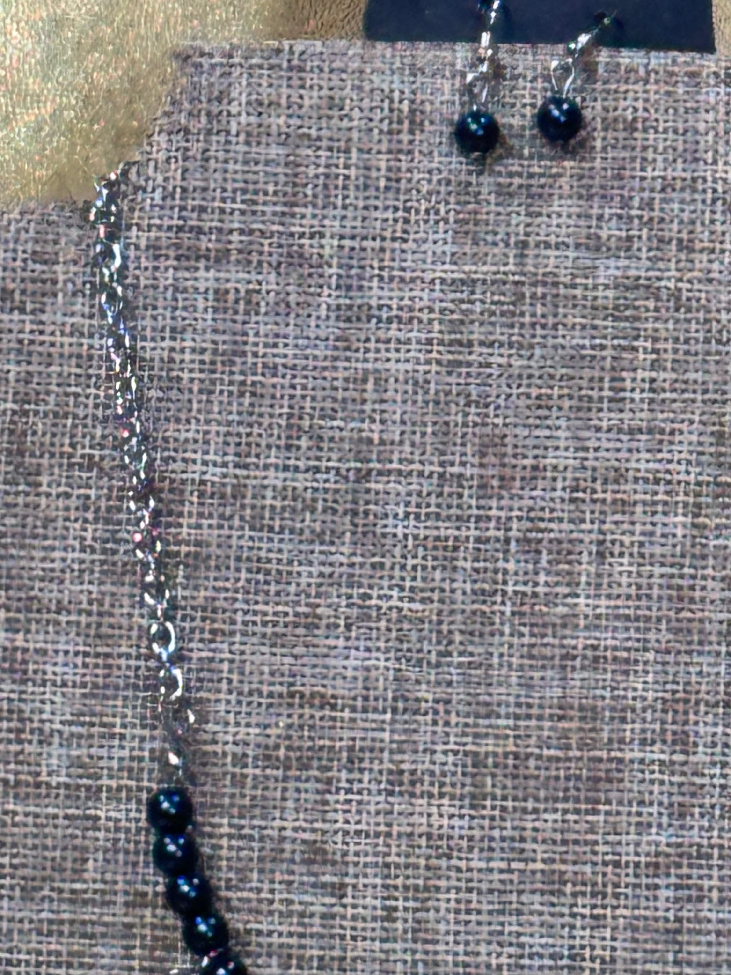 Paparazzi "A Touch of Classy" Navy Blue Pearl & Rhinestone Statement Necklace Set