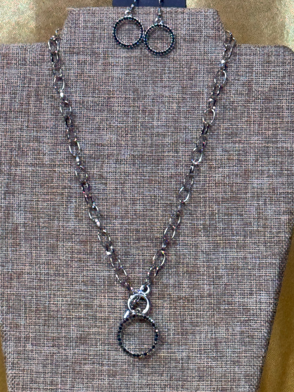 Paparazzi "All In Favor" Silver & Black Rhinestone Necklace and Earring Set