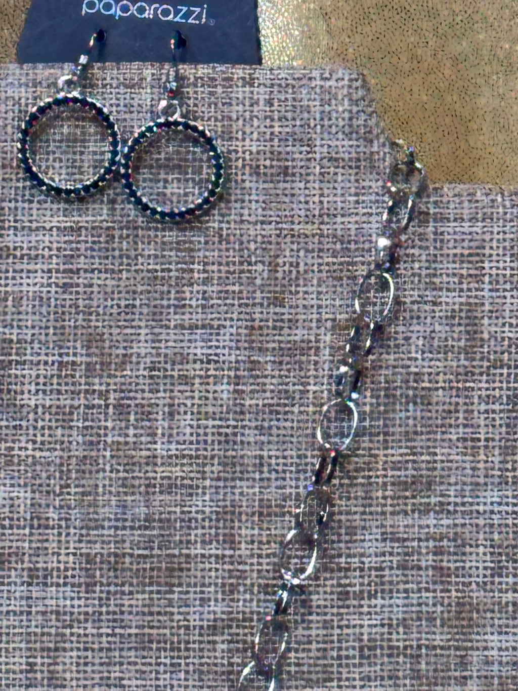 Paparazzi "All In Favor" Silver & Black Rhinestone Necklace and Earring Set