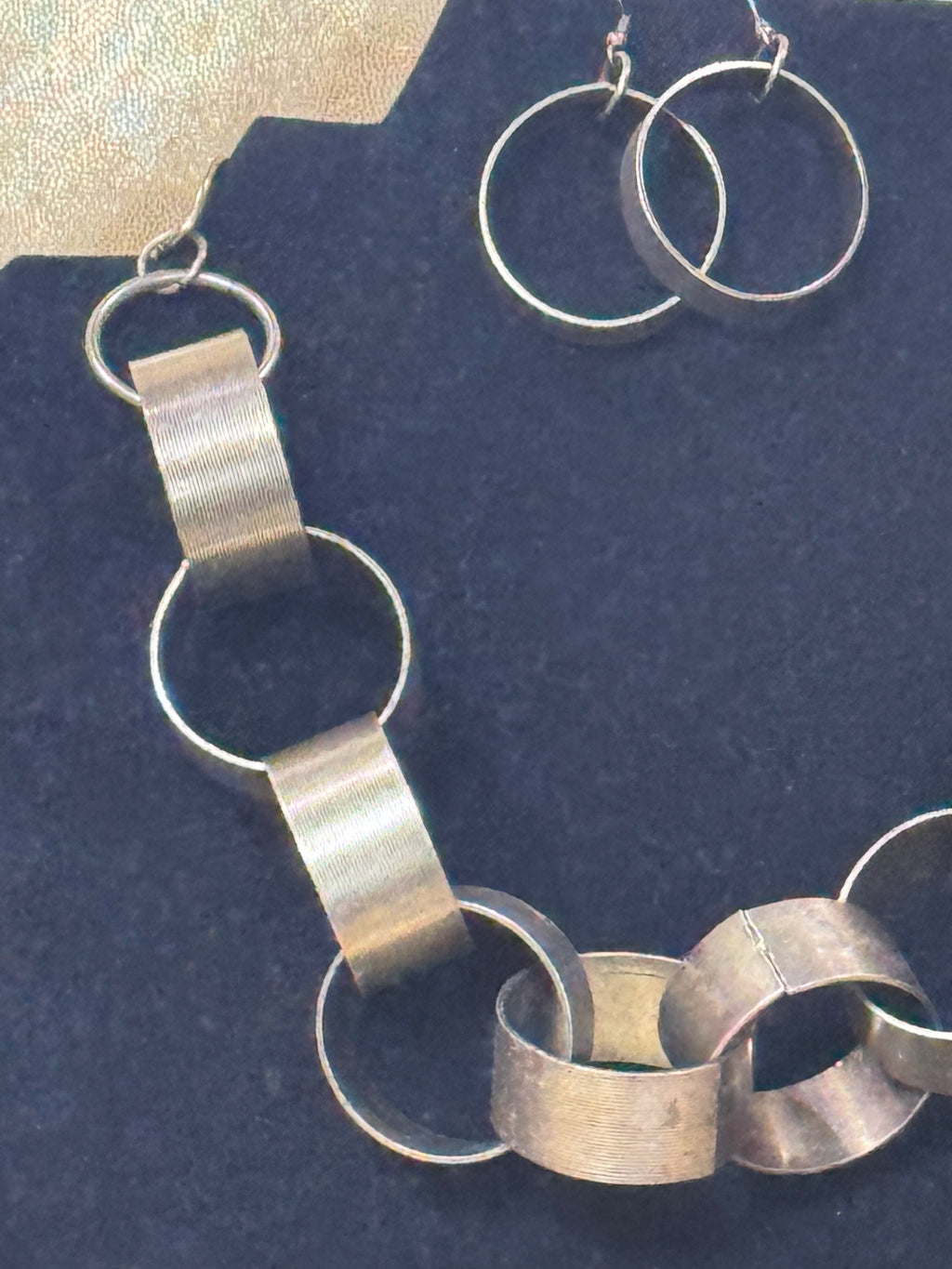 Paparazzi "Big Hit" Brass Oversized Interlocking Hoop Statement Necklace & Earring Set
