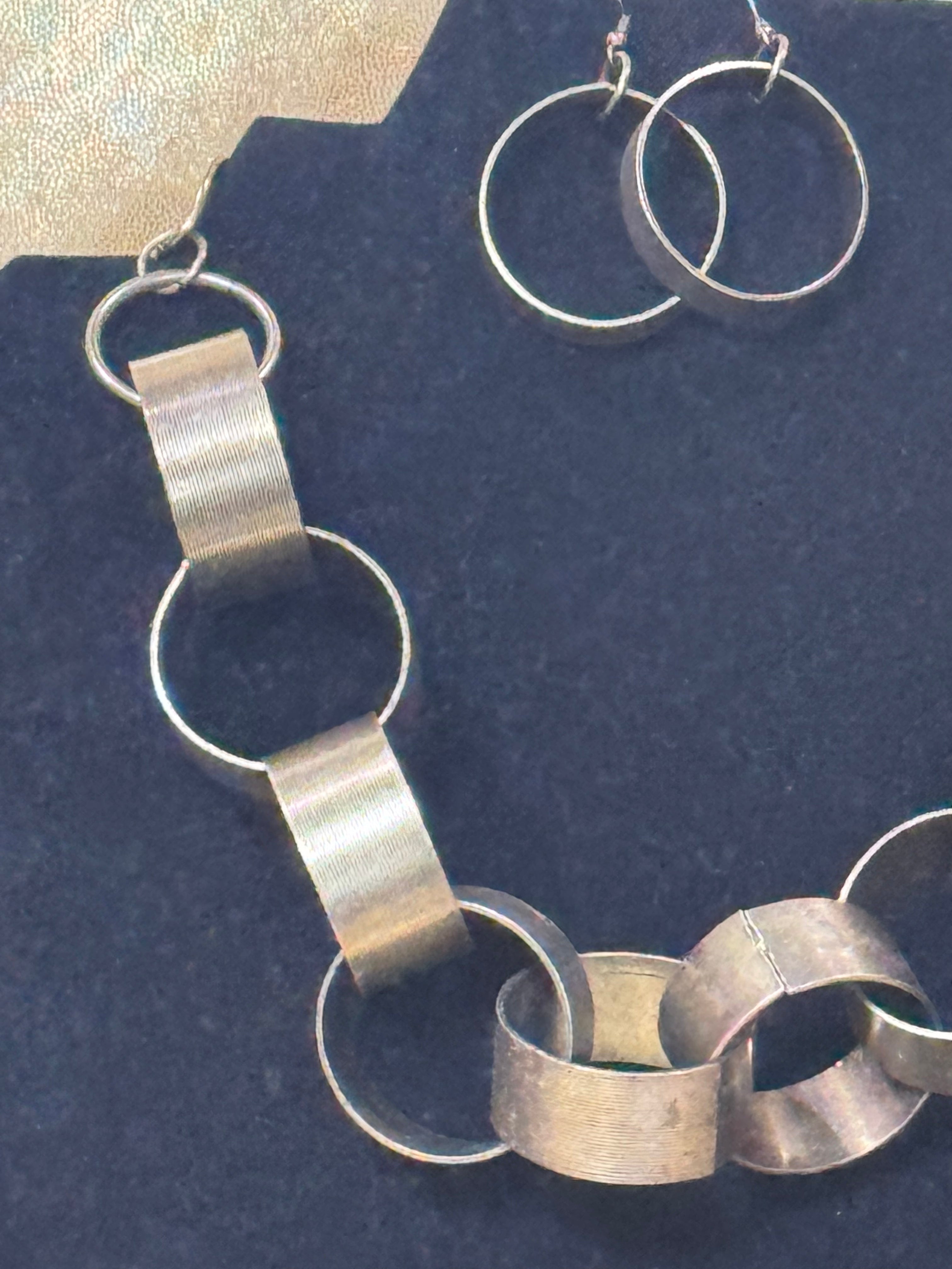 Paparazzi "Big Hit" Brass Oversized Interlocking Hoop Statement Necklace & Earring Set