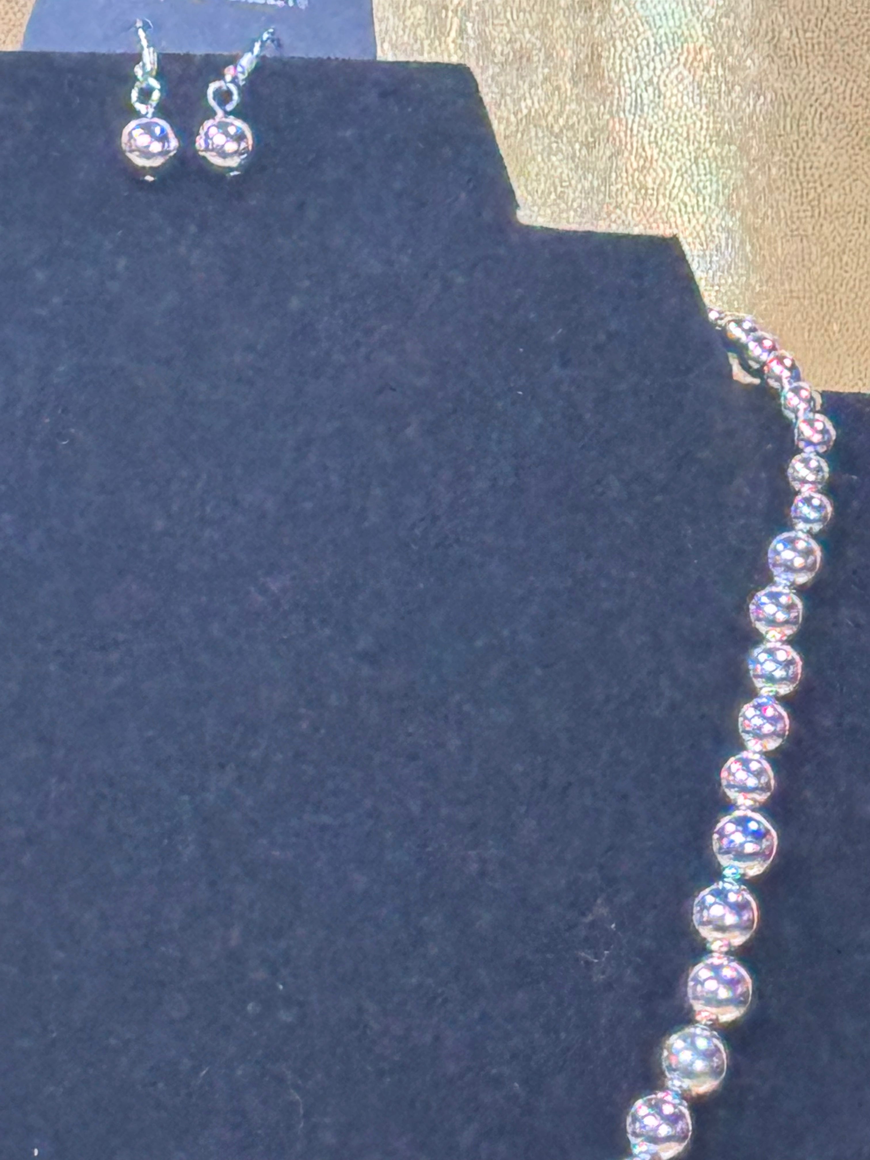 Paparazzi High Stakes FAME Silver Graduated Bead & Smokey Rhinestone Necklace Set