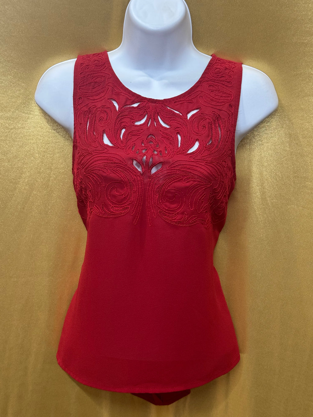 Pins & Needles Red Embroidered Cutout Tank Top – Size XS