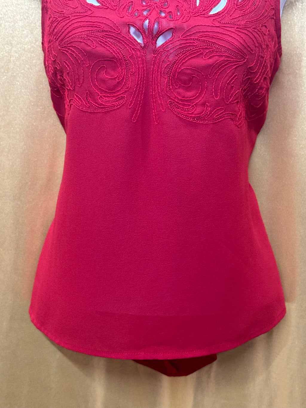 Pins & Needles Red Embroidered Cutout Tank Top – Size XS