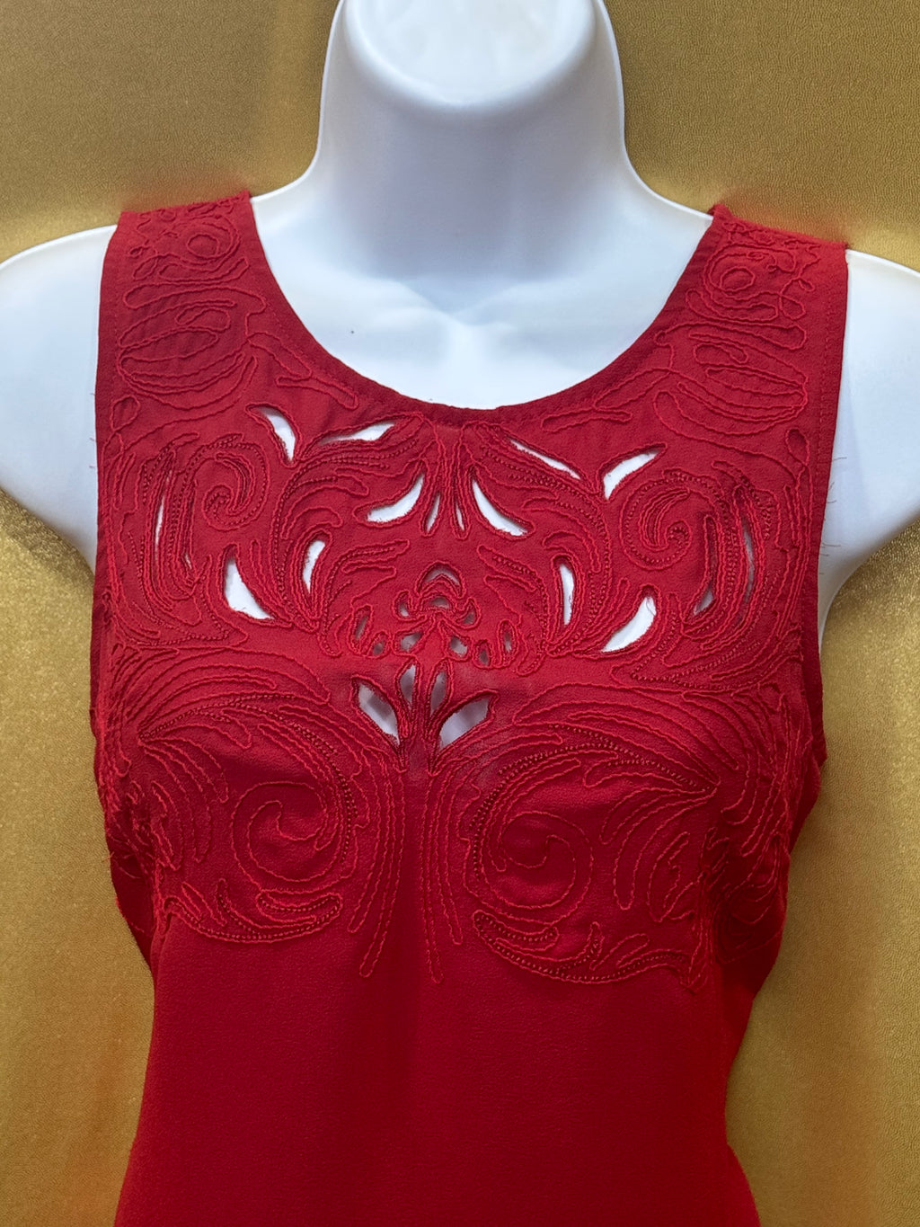 Pins & Needles Red Embroidered Cutout Tank Top – Size XS