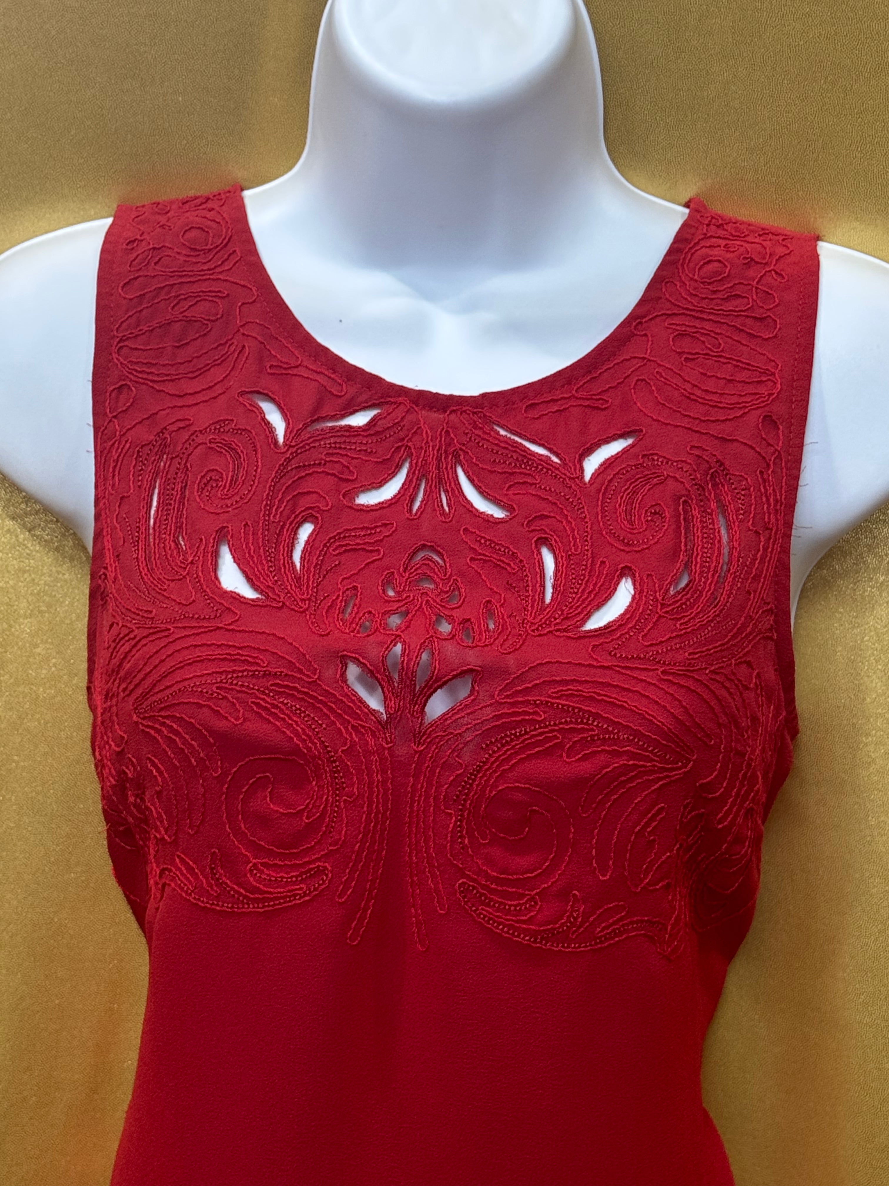 Pins & Needles Red Embroidered Cutout Tank Top – Size XS
