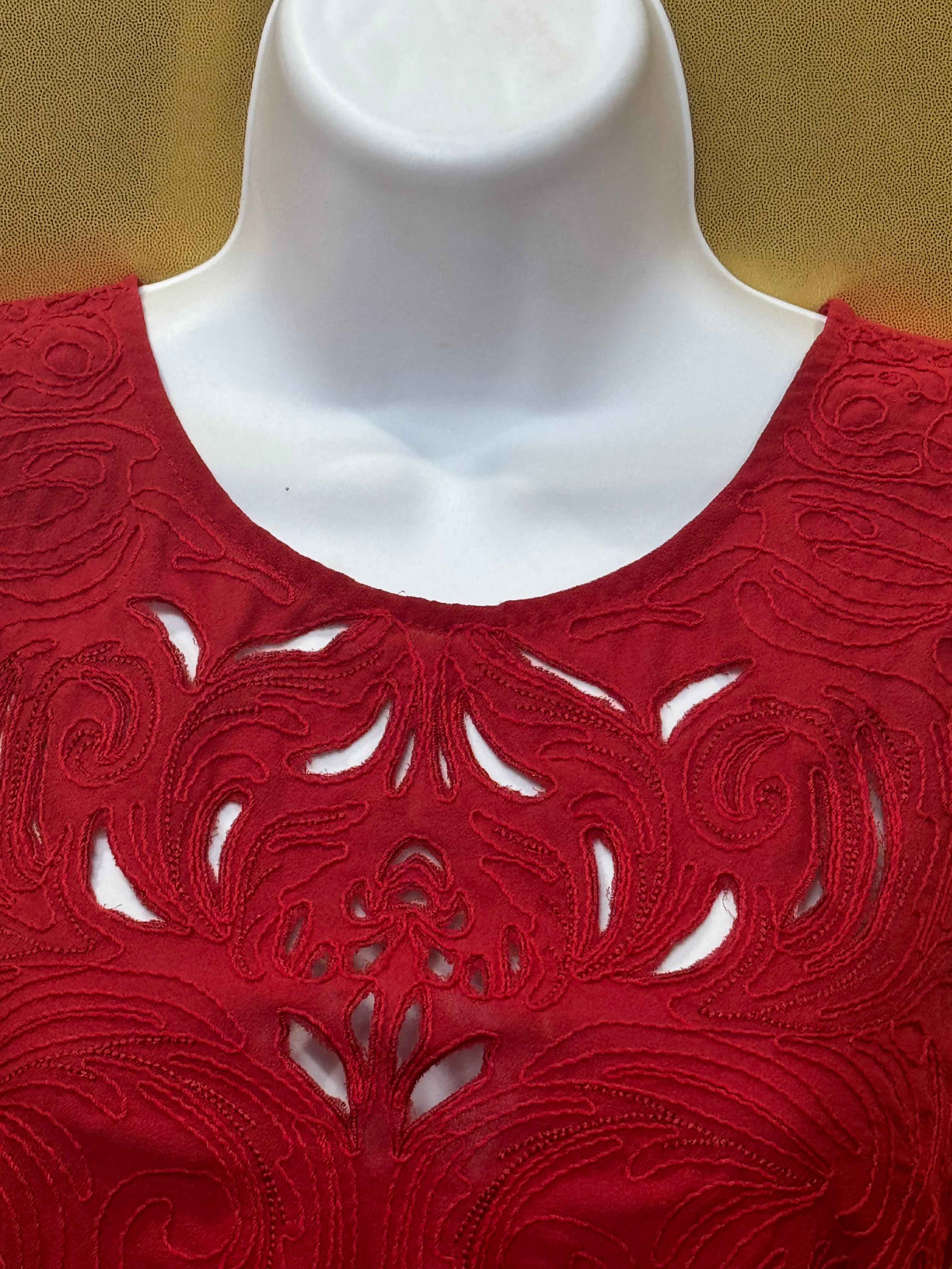 Pins & Needles Red Embroidered Cutout Tank Top – Size XS