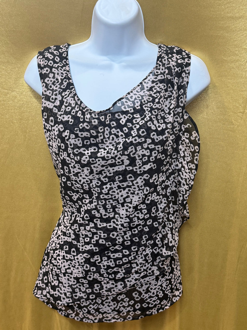 GAP Geometric Print Sleeveless Drape Neck Ruffle Blouse - Size XS