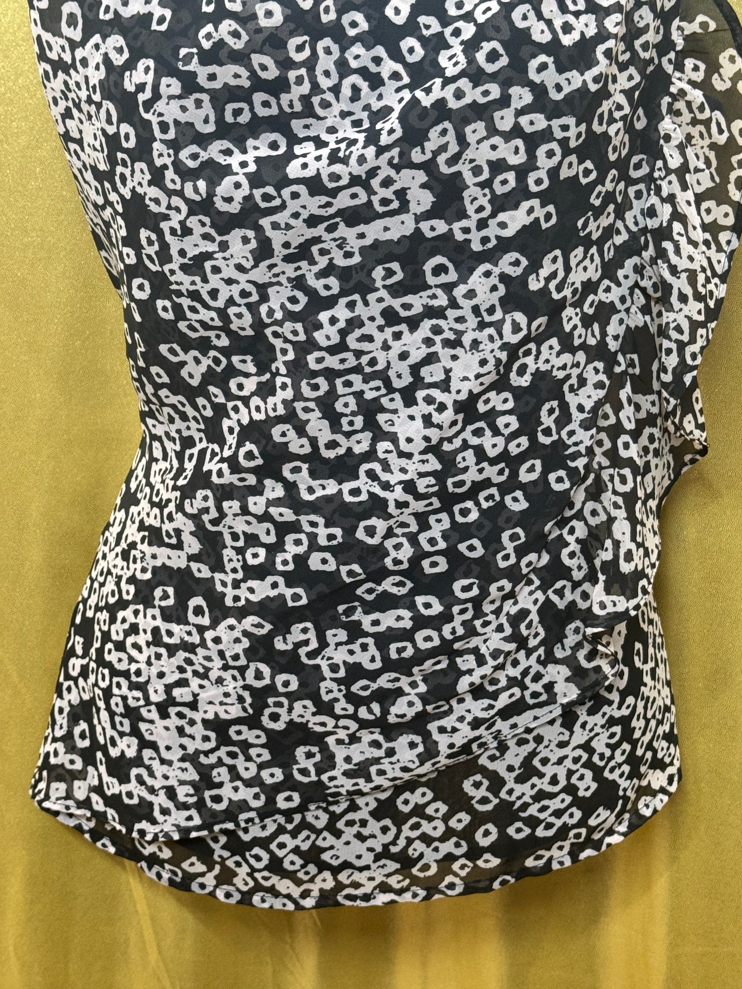 GAP Geometric Print Sleeveless Drape Neck Ruffle Blouse - Size XS