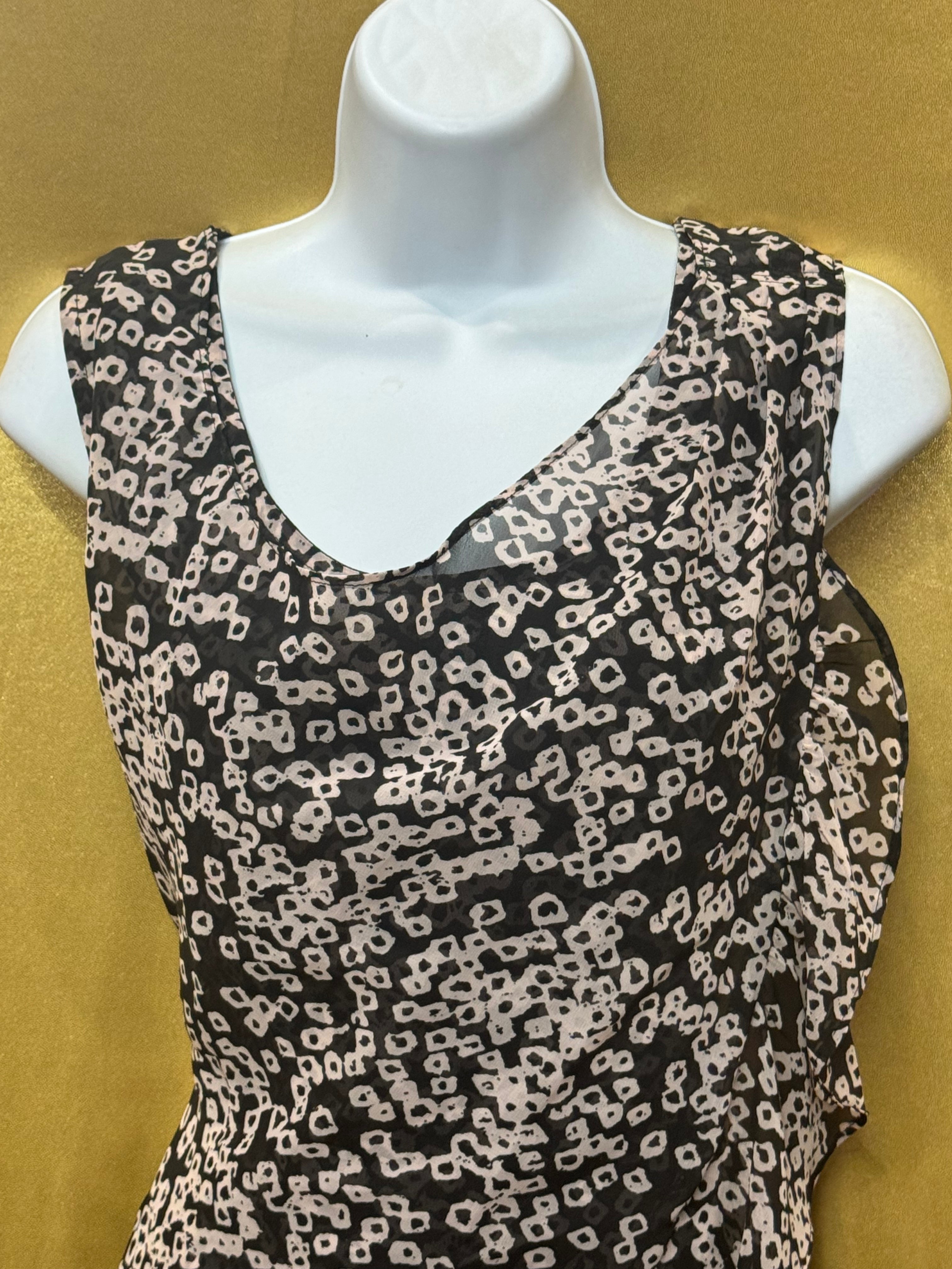 GAP Geometric Print Sleeveless Drape Neck Ruffle Blouse - Size XS