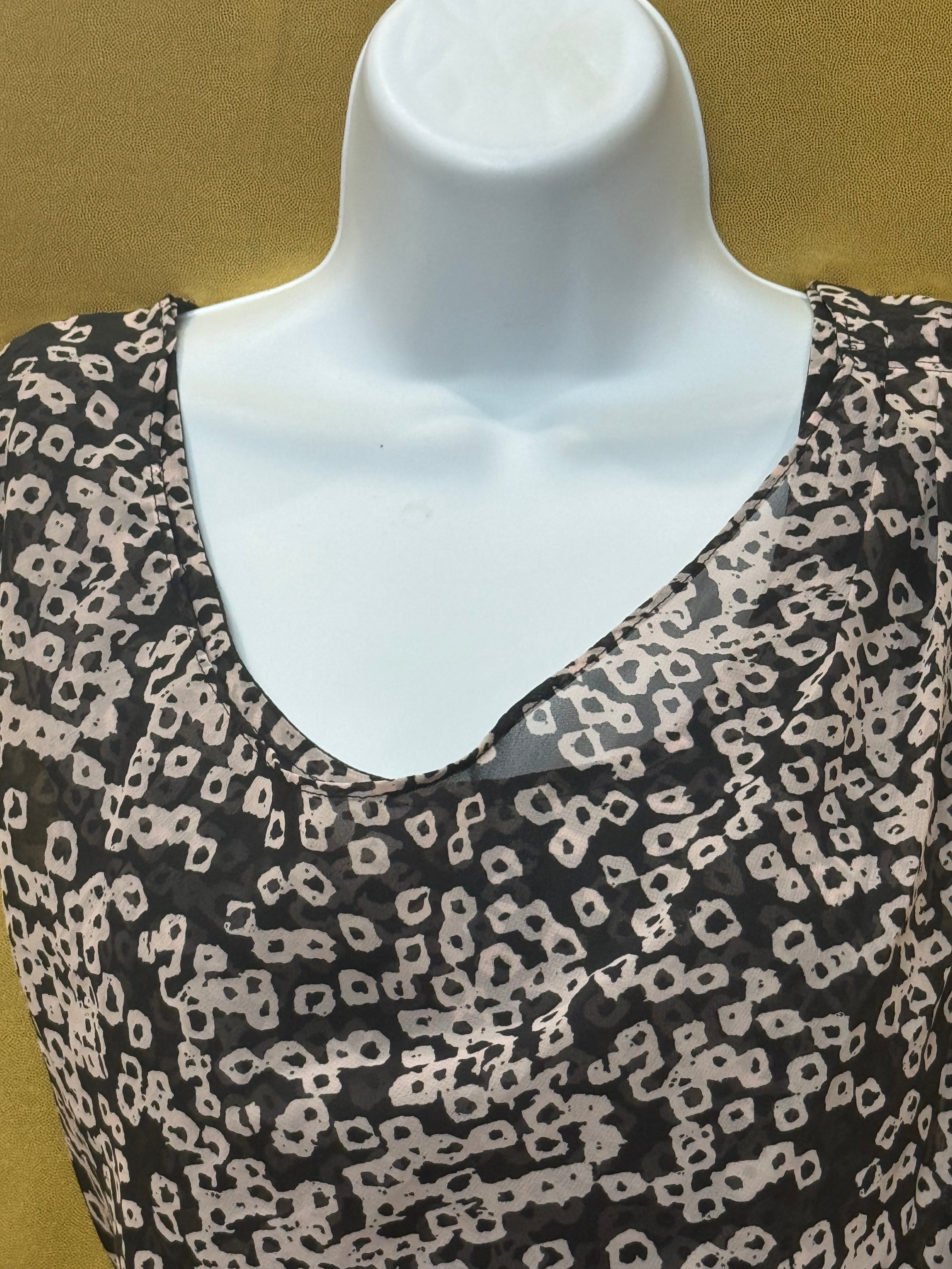 GAP Geometric Print Sleeveless Drape Neck Ruffle Blouse - Size XS