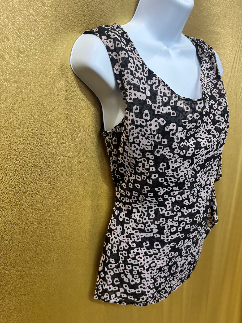 GAP Geometric Print Sleeveless Drape Neck Ruffle Blouse - Size XS