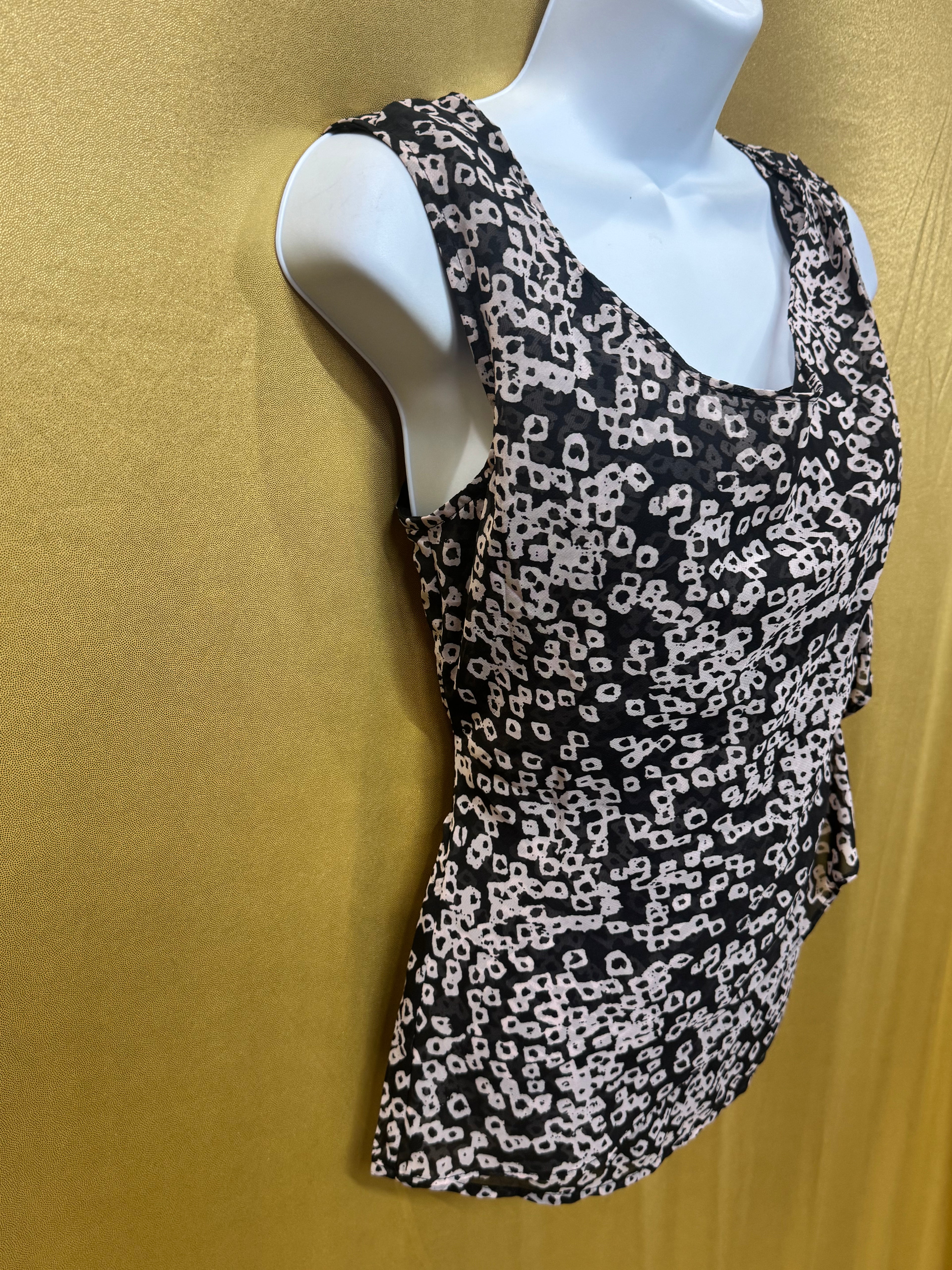 GAP Geometric Print Sleeveless Drape Neck Ruffle Blouse - Size XS
