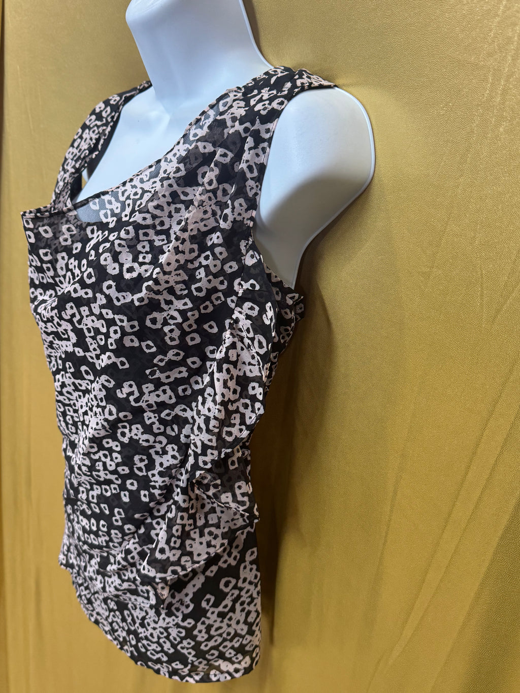 GAP Geometric Print Sleeveless Drape Neck Ruffle Blouse - Size XS