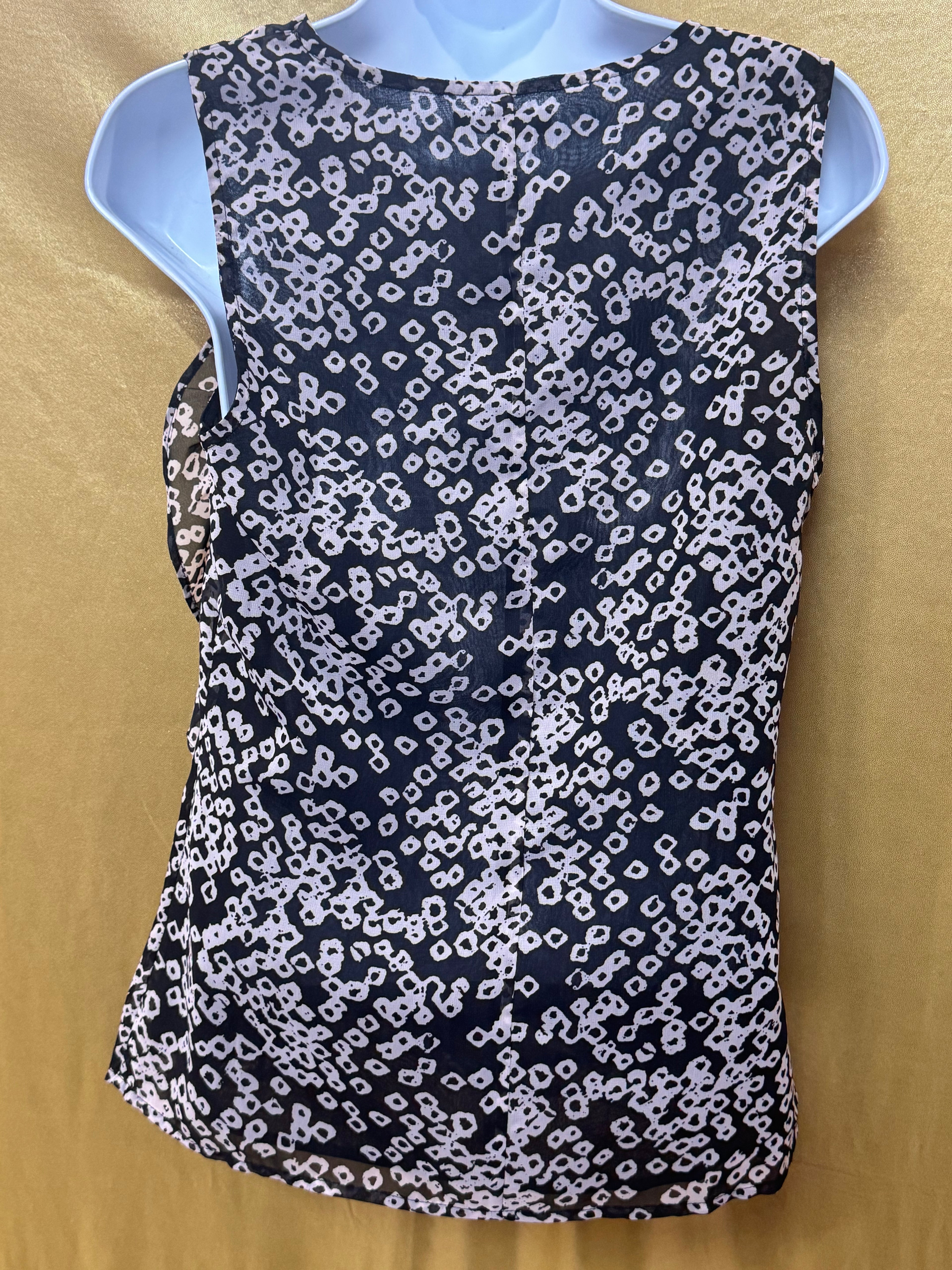 GAP Geometric Print Sleeveless Drape Neck Ruffle Blouse - Size XS