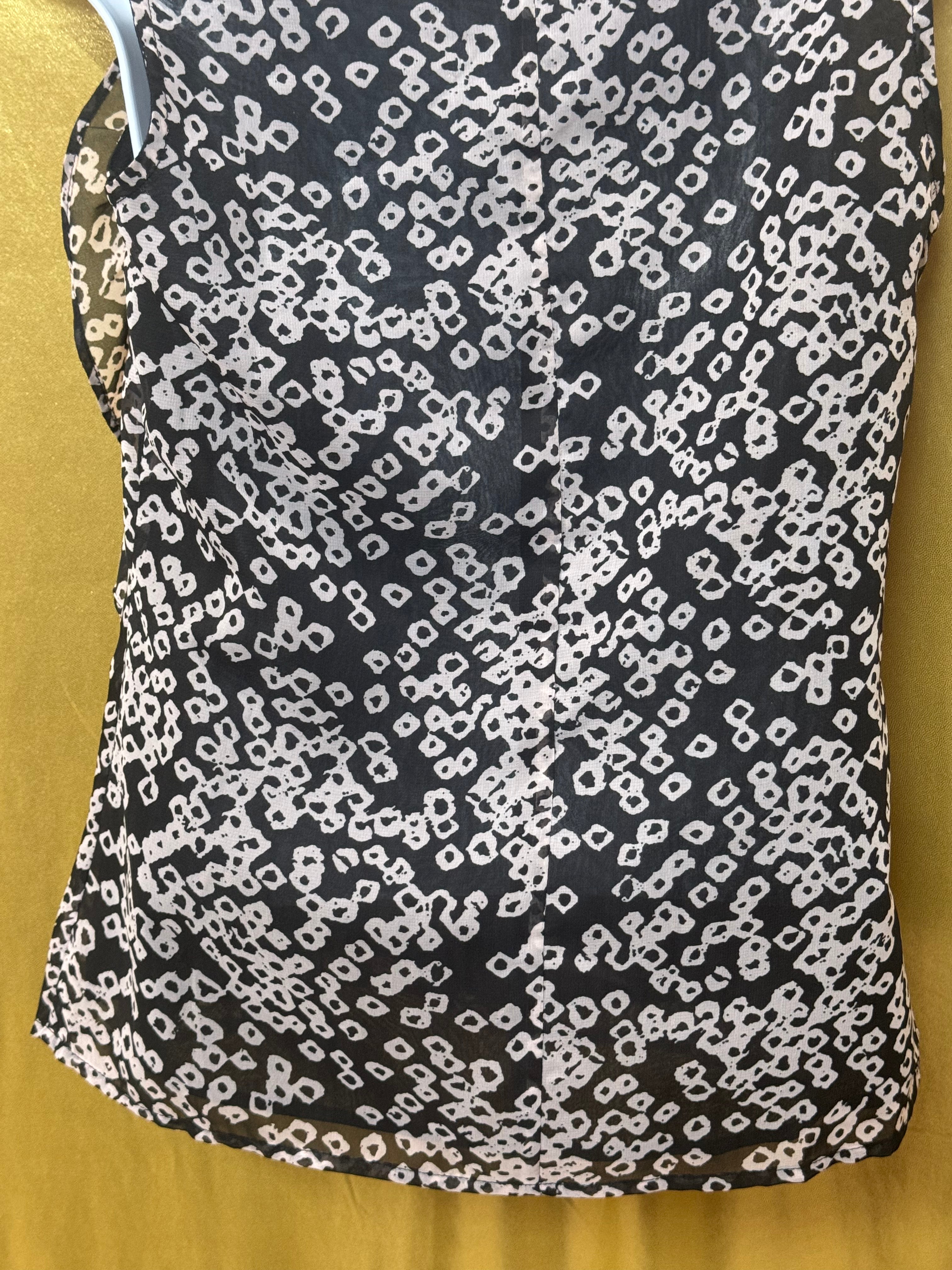 GAP Geometric Print Sleeveless Drape Neck Ruffle Blouse - Size XS