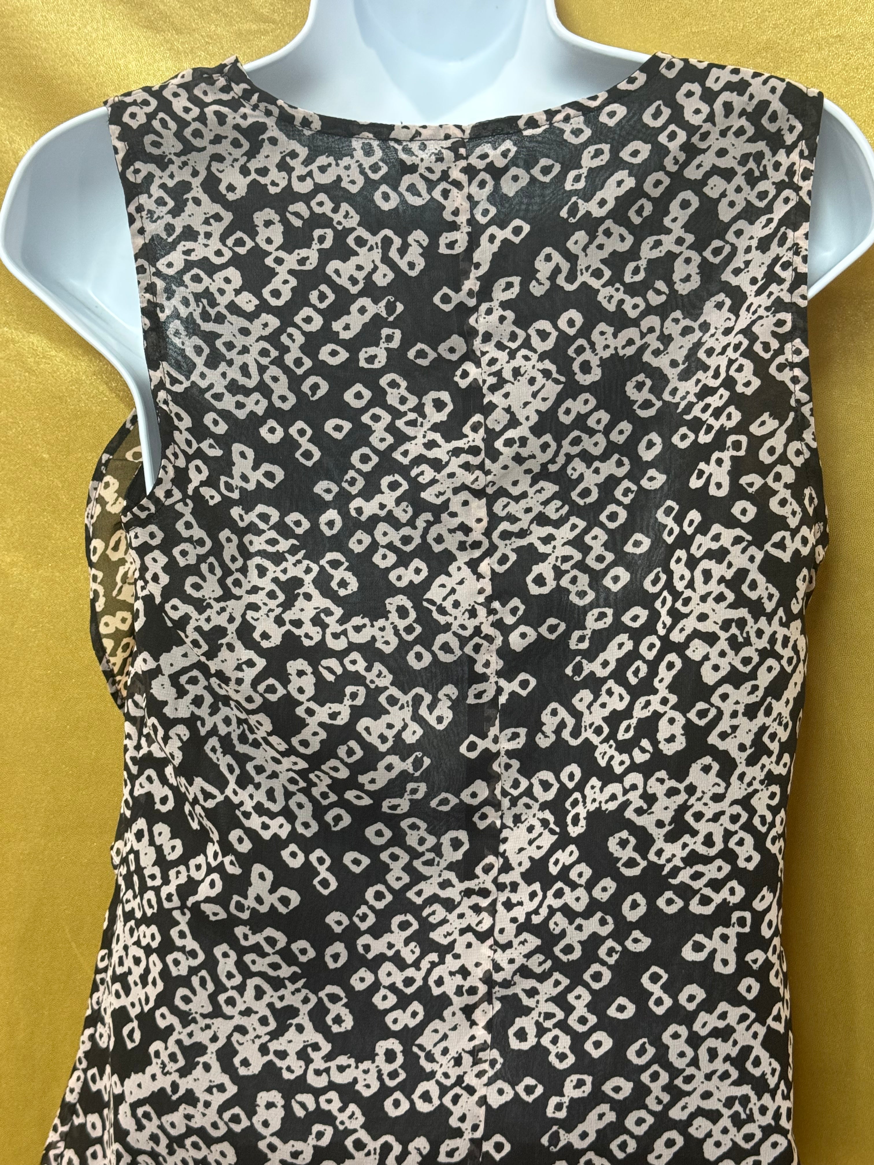 GAP Geometric Print Sleeveless Drape Neck Ruffle Blouse - Size XS