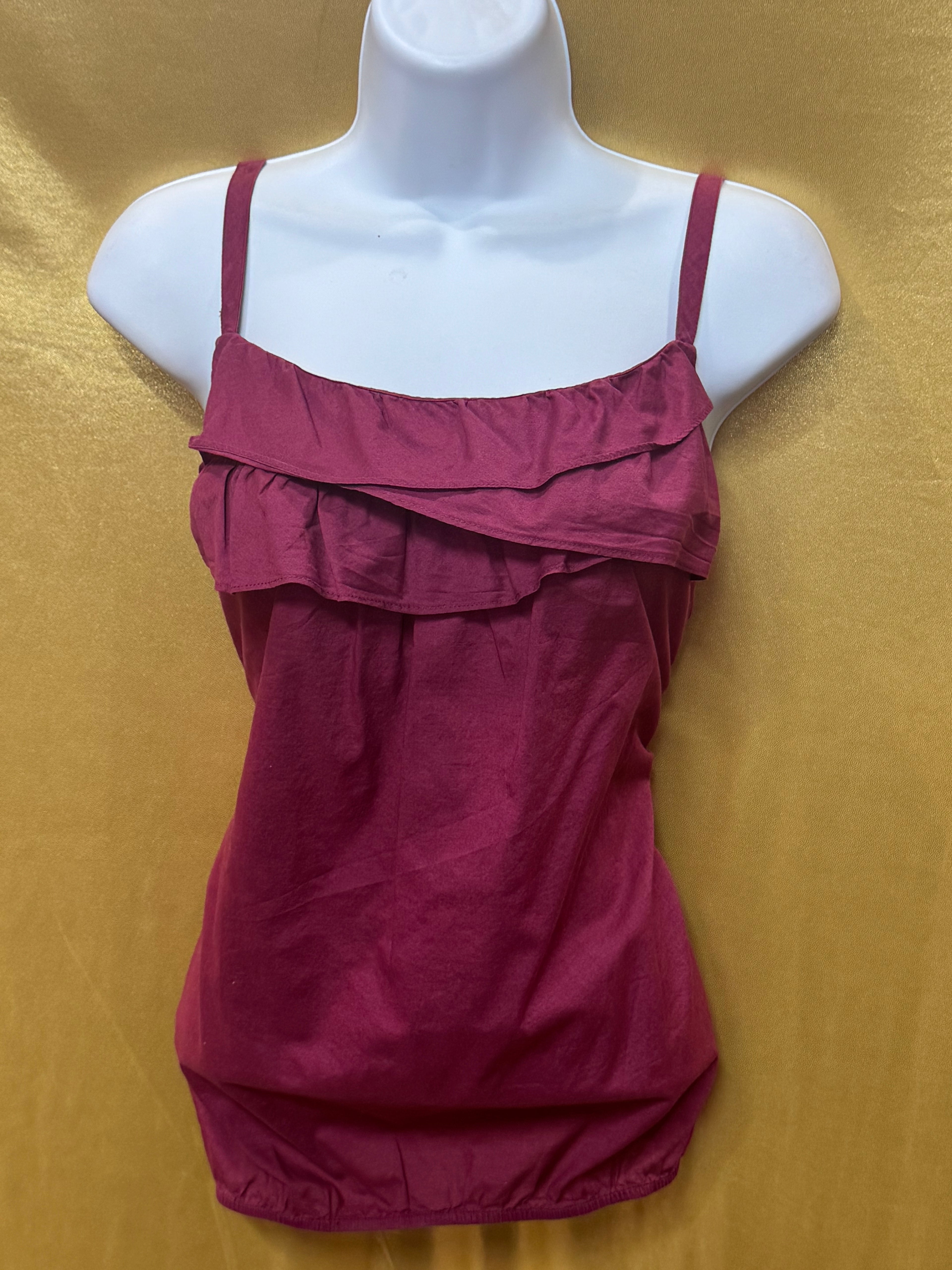 LOFT Ann Taylor Magenta Cotton Ruffled Camisole Tank Top - Size XS