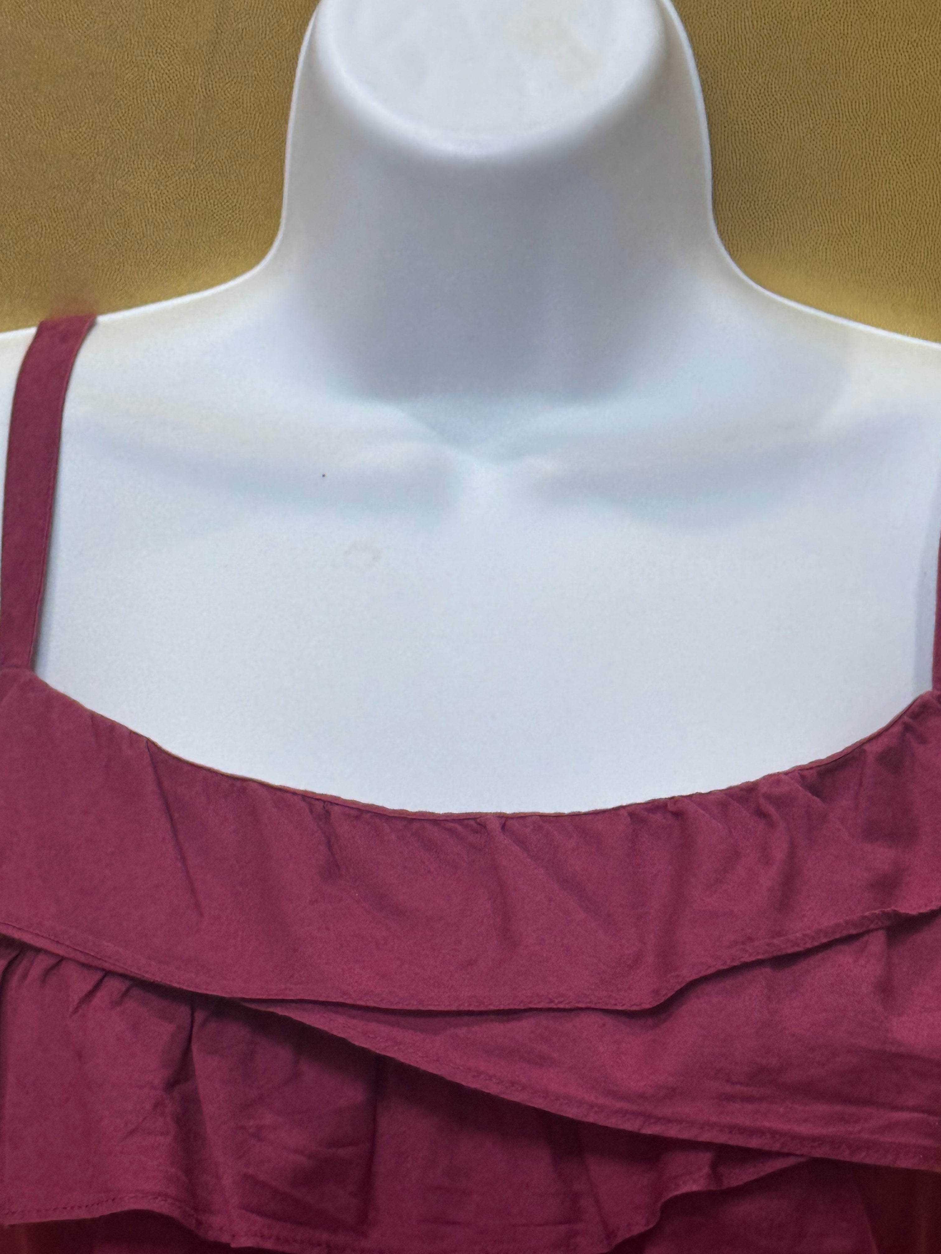 LOFT Ann Taylor Magenta Cotton Ruffled Camisole Tank Top - Size XS