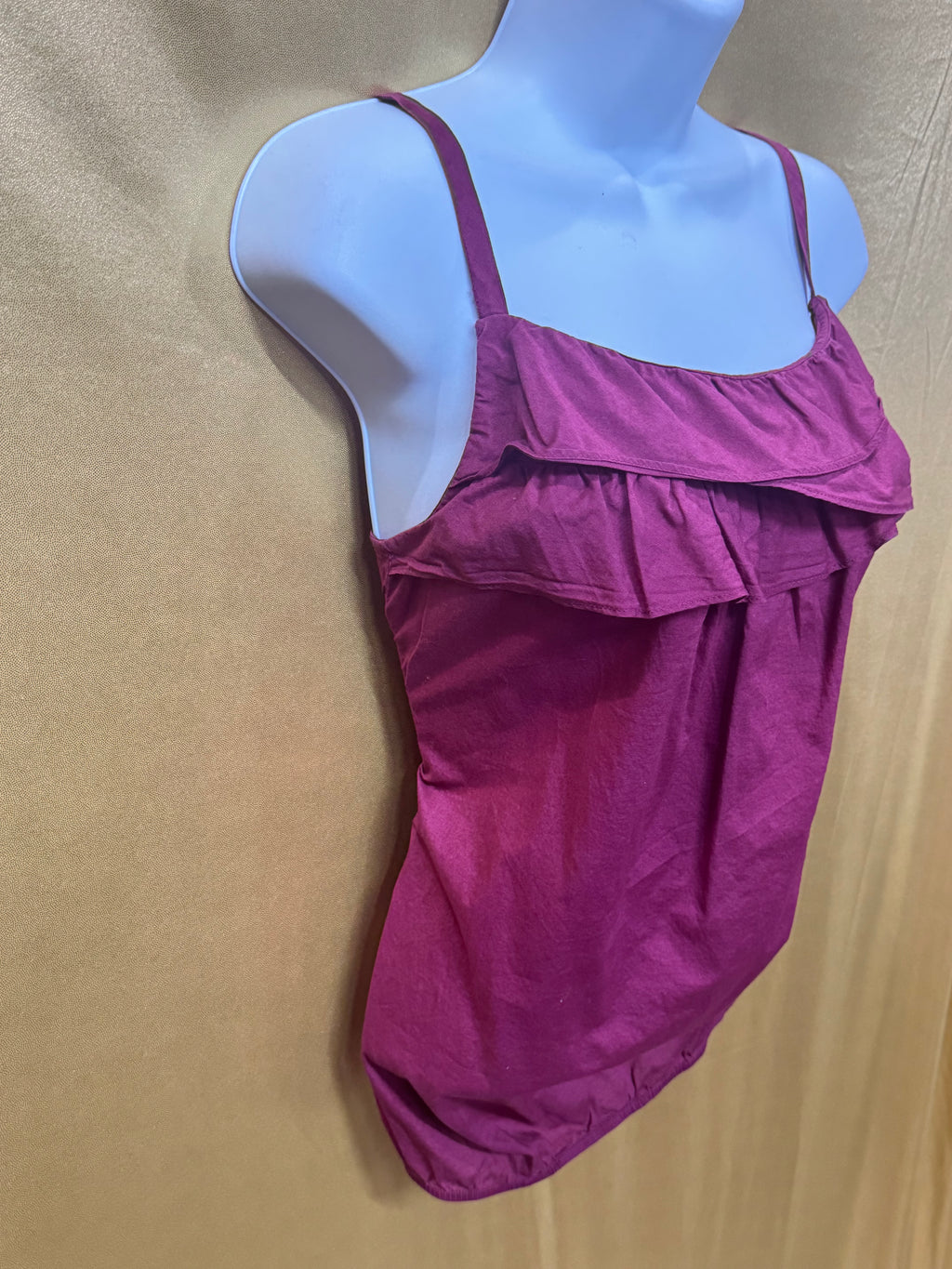 LOFT Ann Taylor Magenta Cotton Ruffled Camisole Tank Top - Size XS