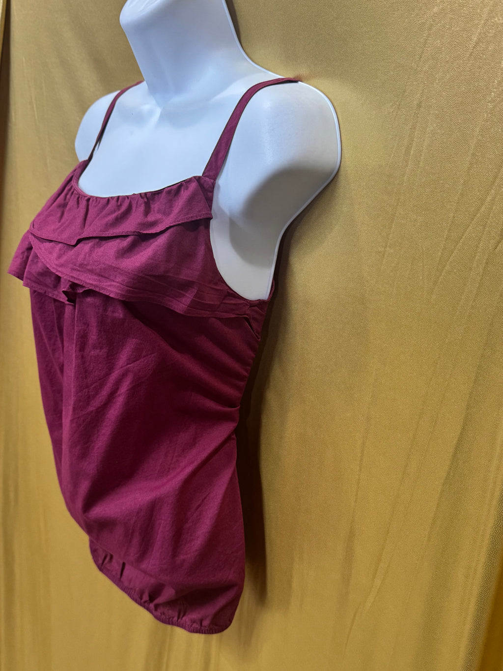 LOFT Ann Taylor Magenta Cotton Ruffled Camisole Tank Top - Size XS