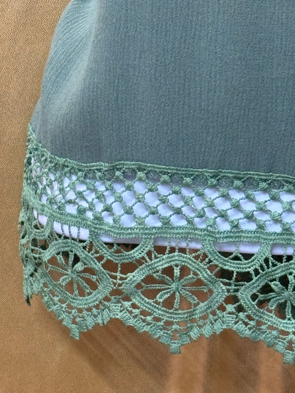 Alya Olive Green Crochet-Hem Tank Top (Size XS)