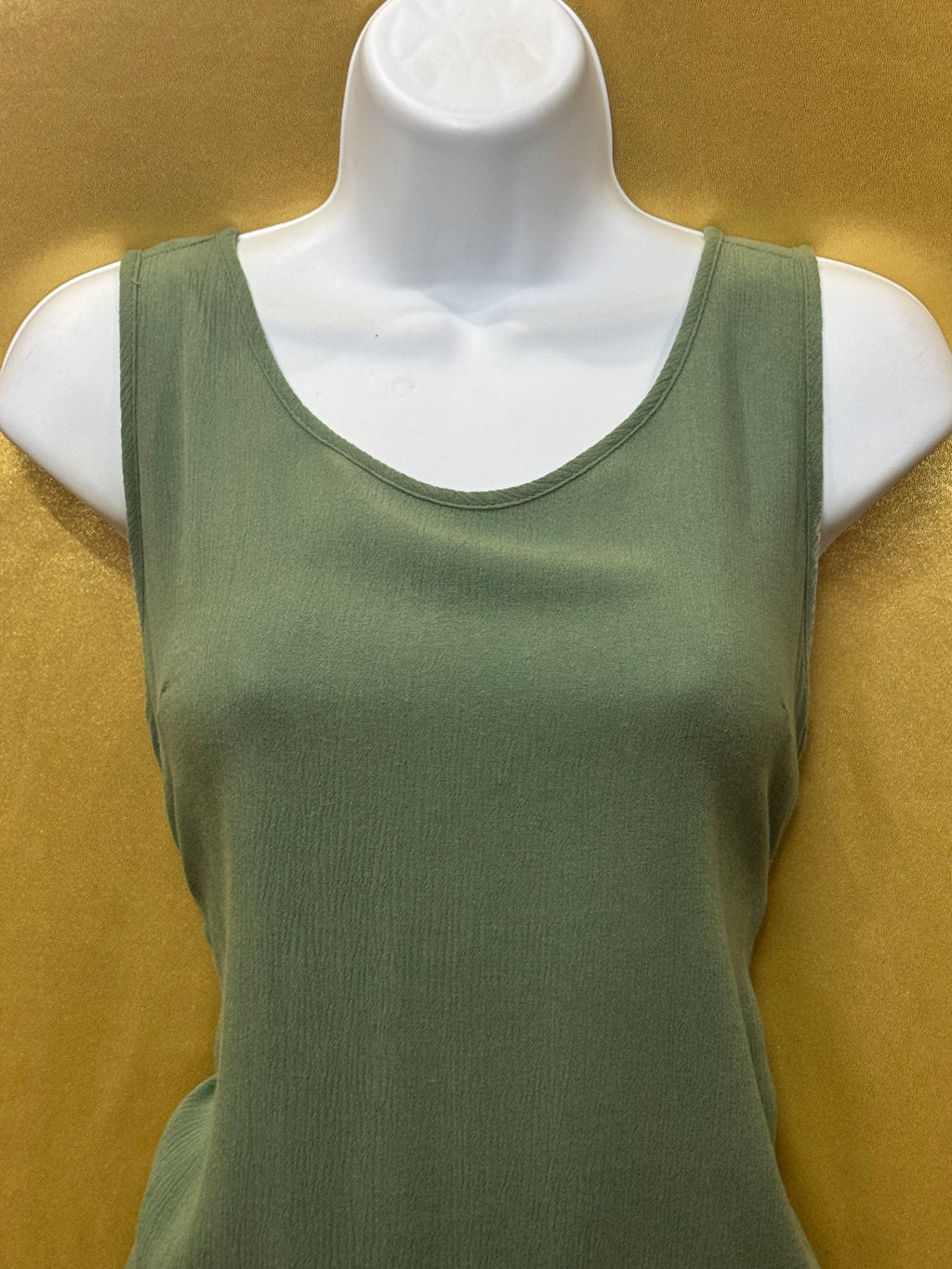 Alya Olive Green Crochet-Hem Tank Top (Size XS)