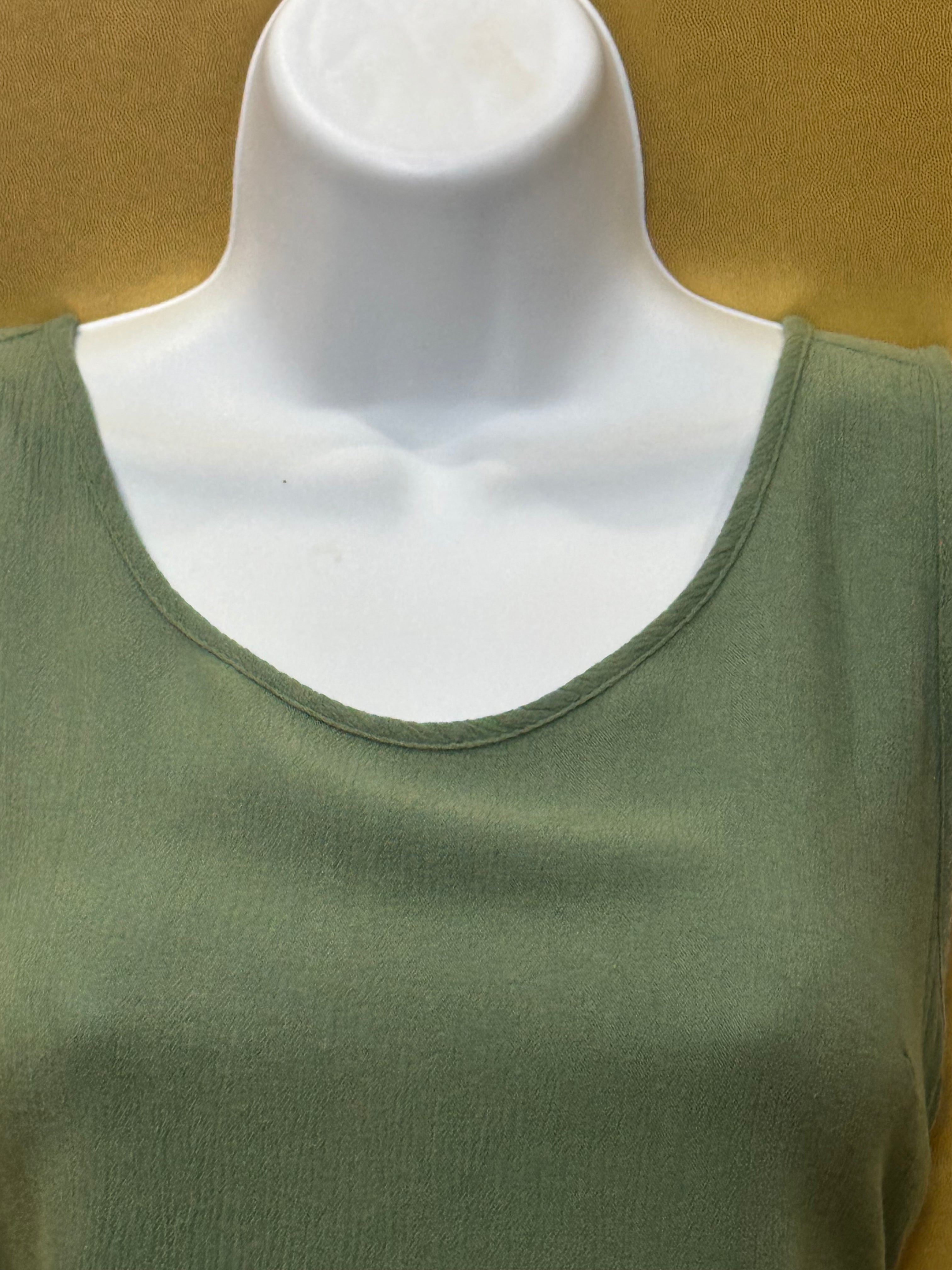 Alya Olive Green Crochet-Hem Tank Top (Size XS)
