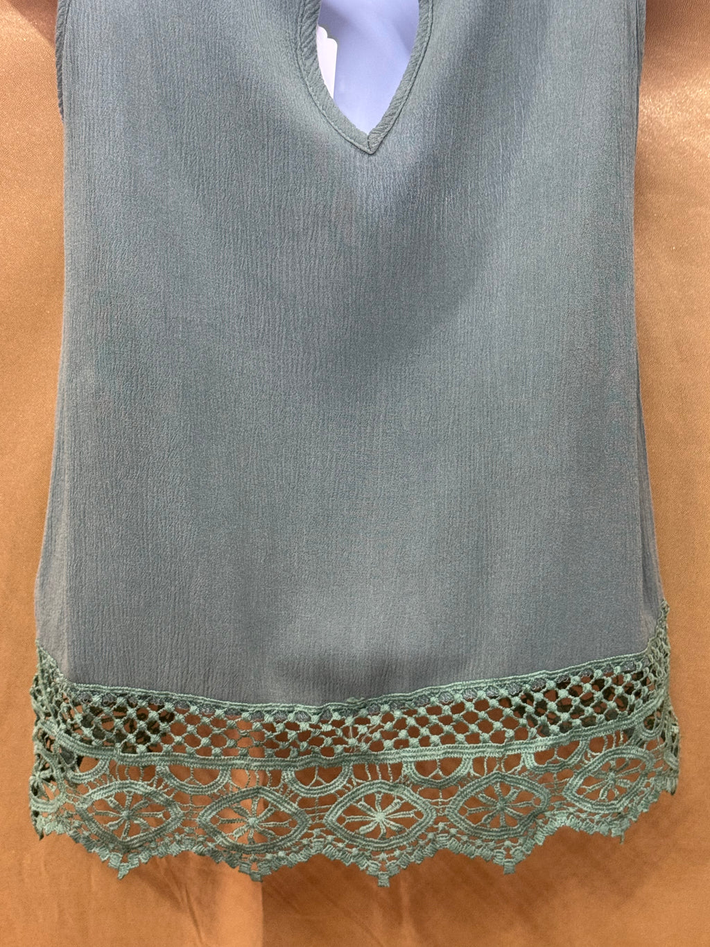 Alya Olive Green Crochet-Hem Tank Top (Size XS)