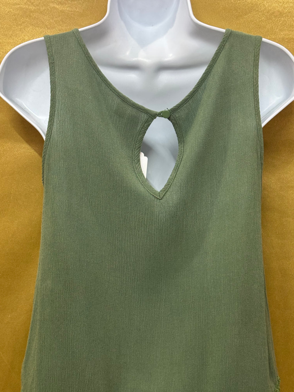 Alya Olive Green Crochet-Hem Tank Top (Size XS)