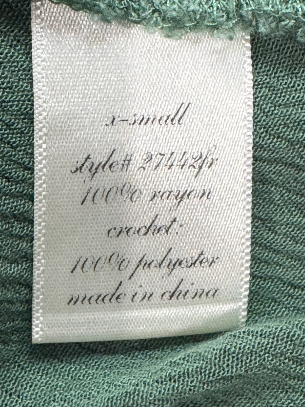 Alya Olive Green Crochet-Hem Tank Top (Size XS)