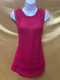 Lucky Brand Magenta Crochet Knit Sleeveless Top - Size XS