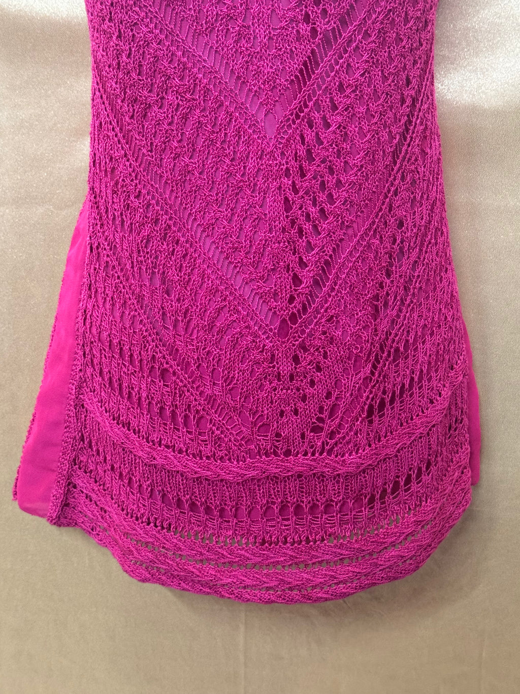 Lucky Brand Magenta Crochet Knit Sleeveless Top - Size XS