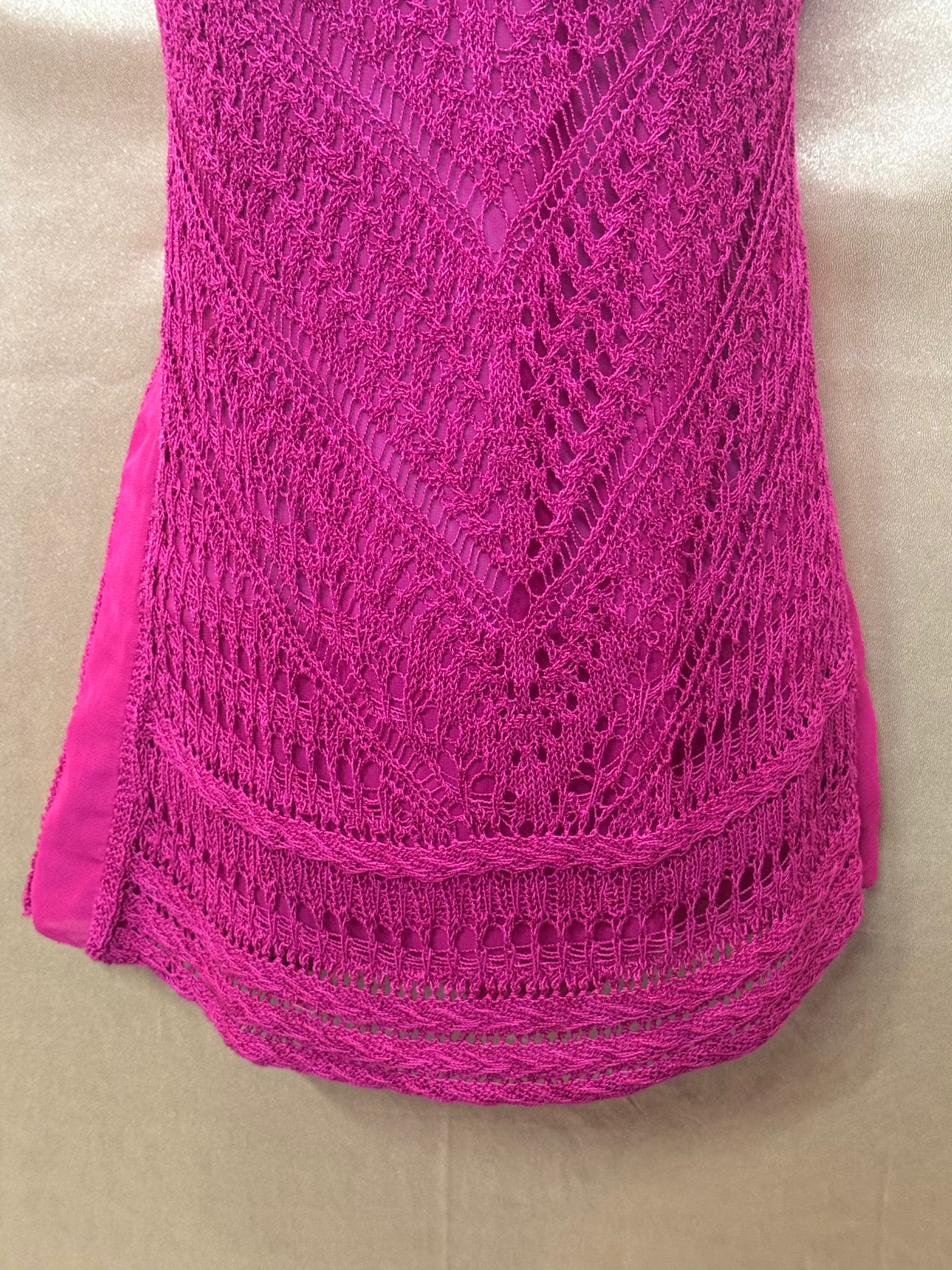Lucky Brand Magenta Crochet Knit Sleeveless Top - Size XS