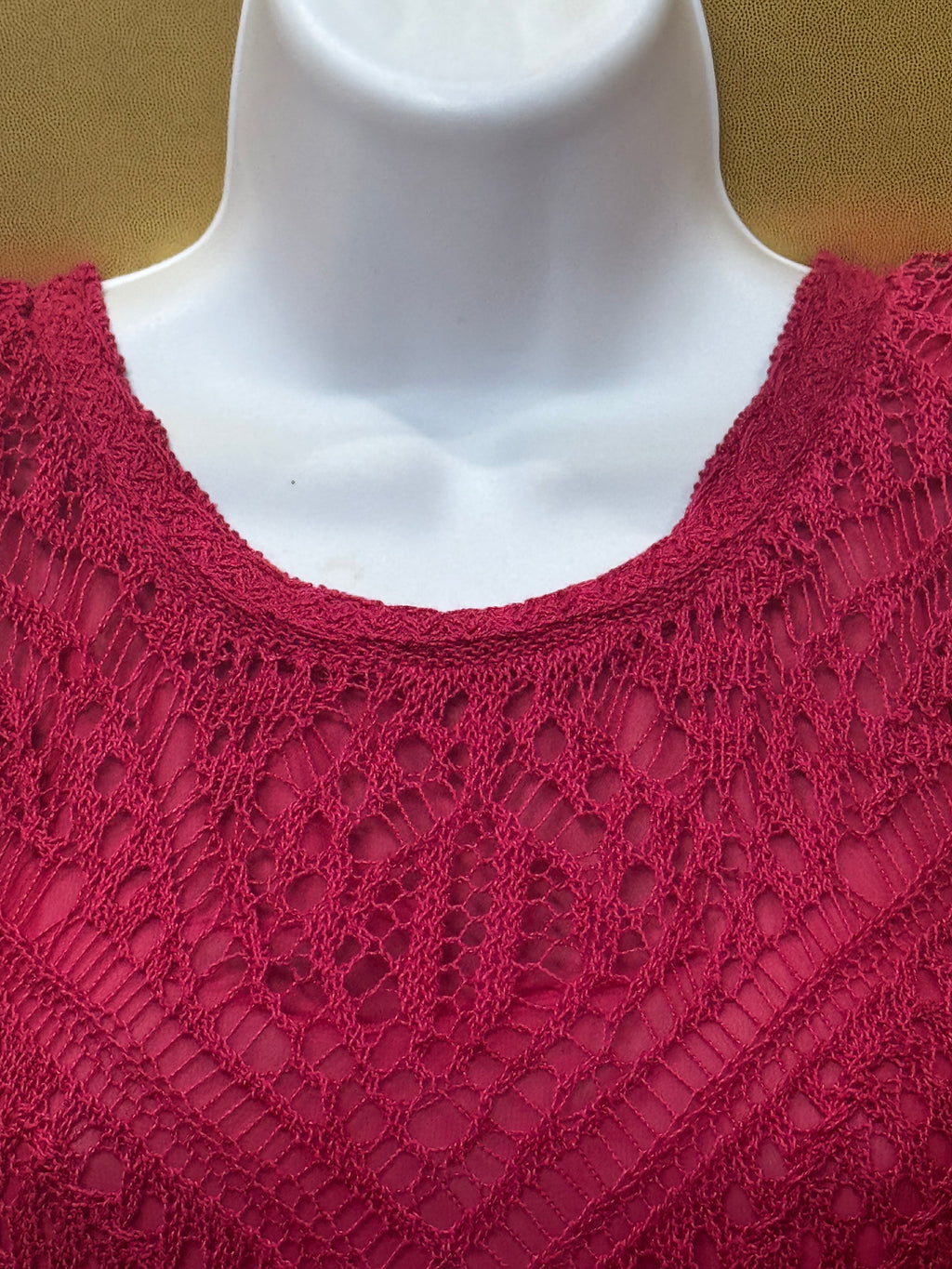 Lucky Brand Magenta Crochet Knit Sleeveless Top - Size XS