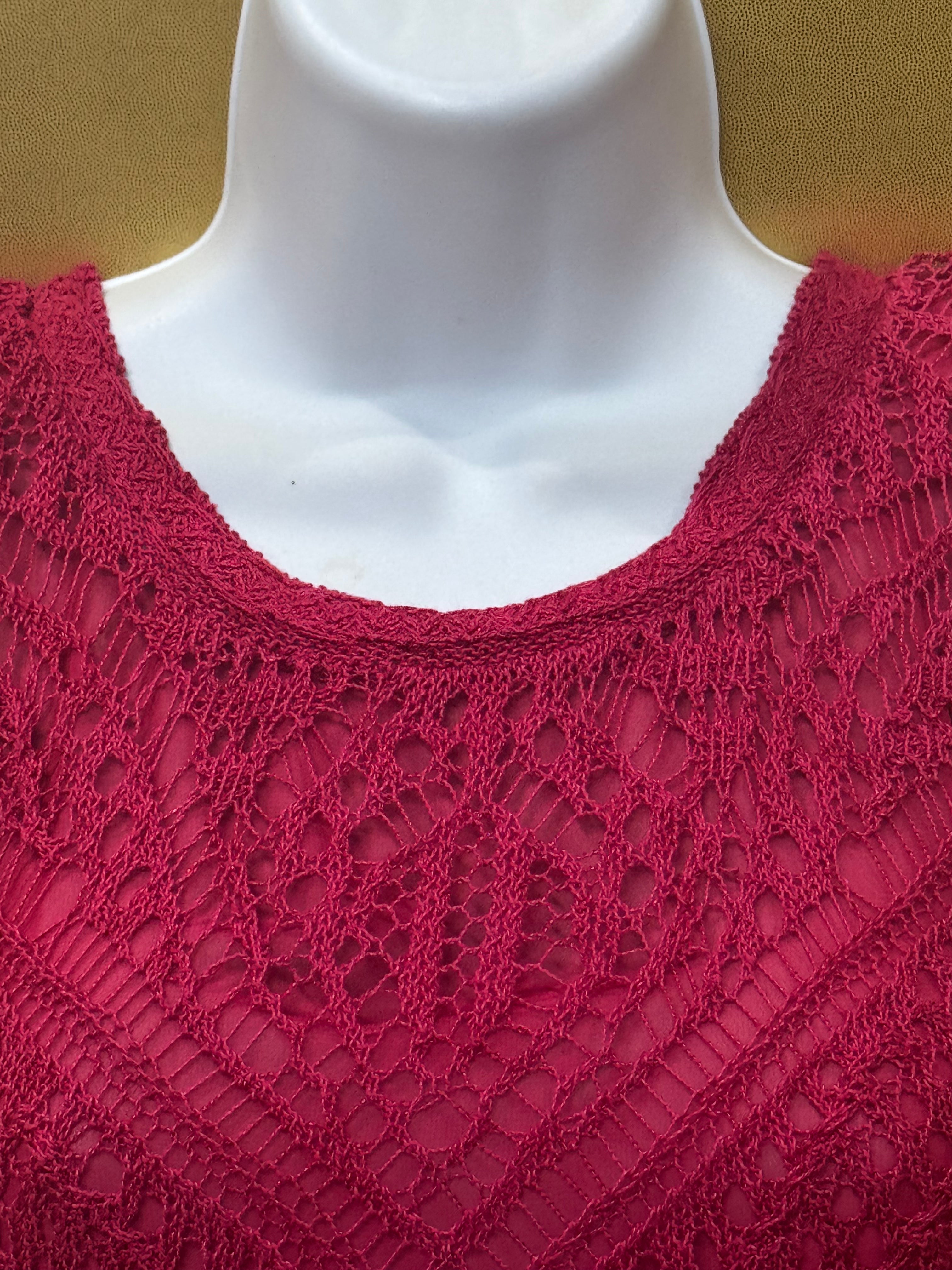 Lucky Brand Magenta Crochet Knit Sleeveless Top - Size XS