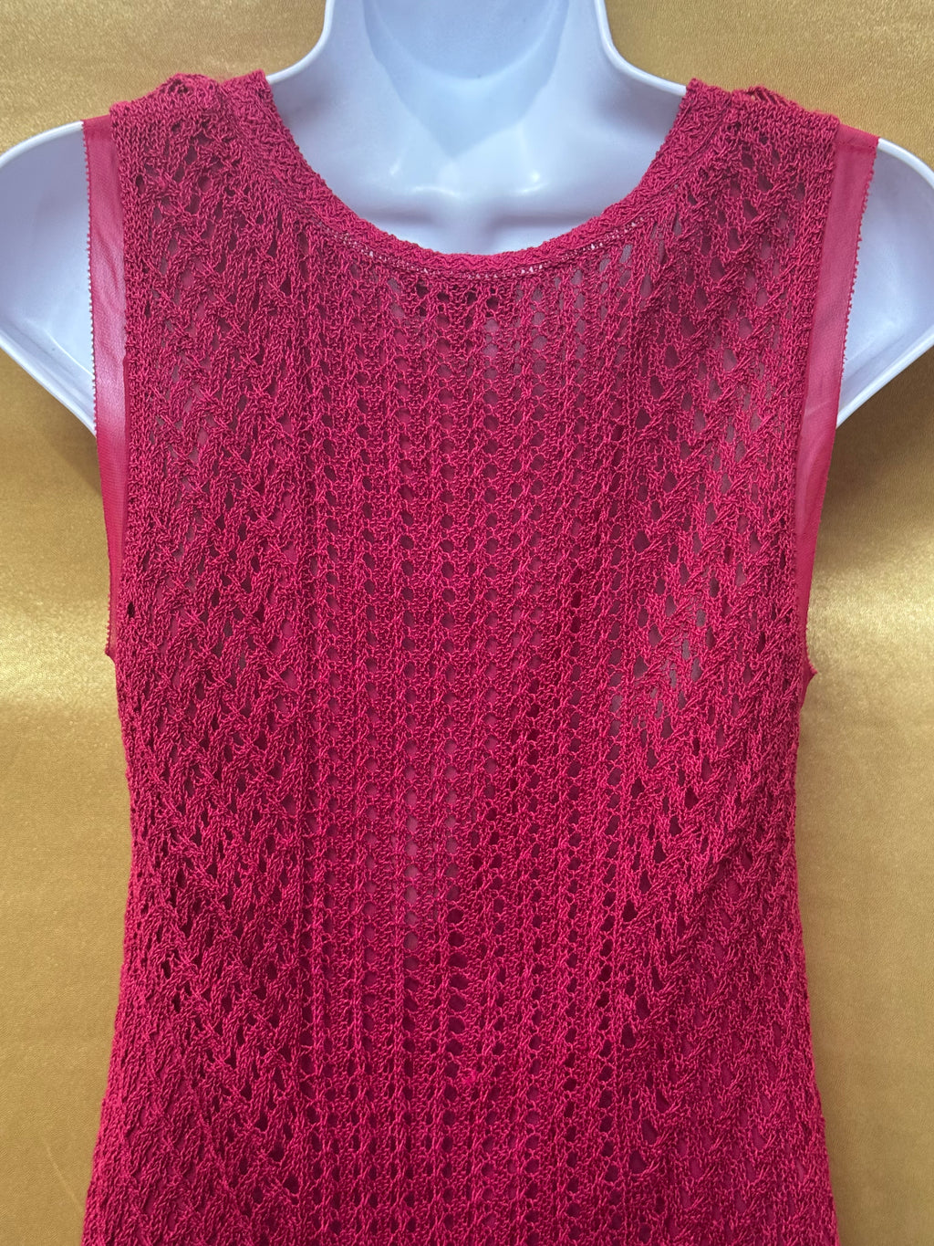 Lucky Brand Magenta Crochet Knit Sleeveless Top - Size XS